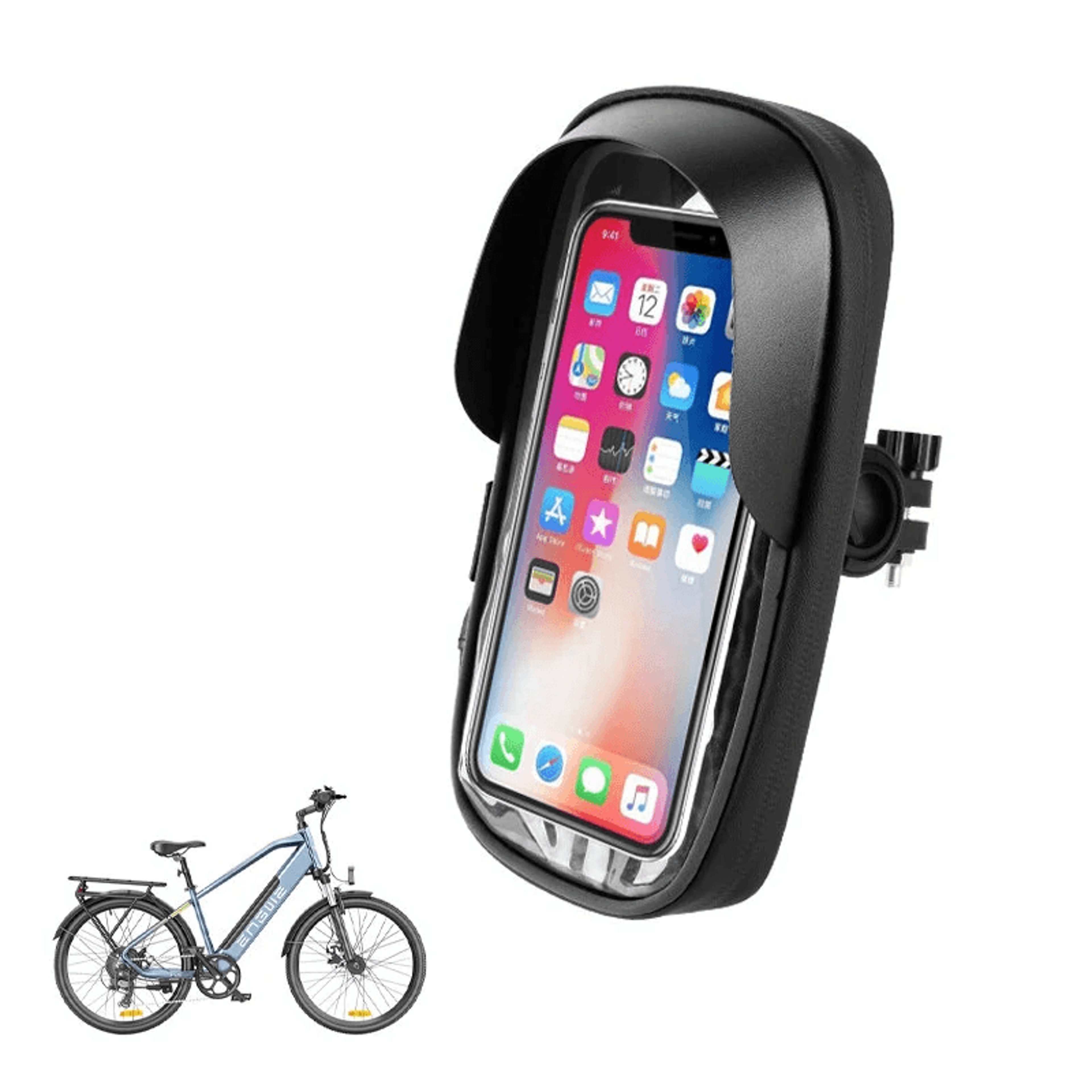 waterproof bicycle phone bag with degree rotation touch screen holder