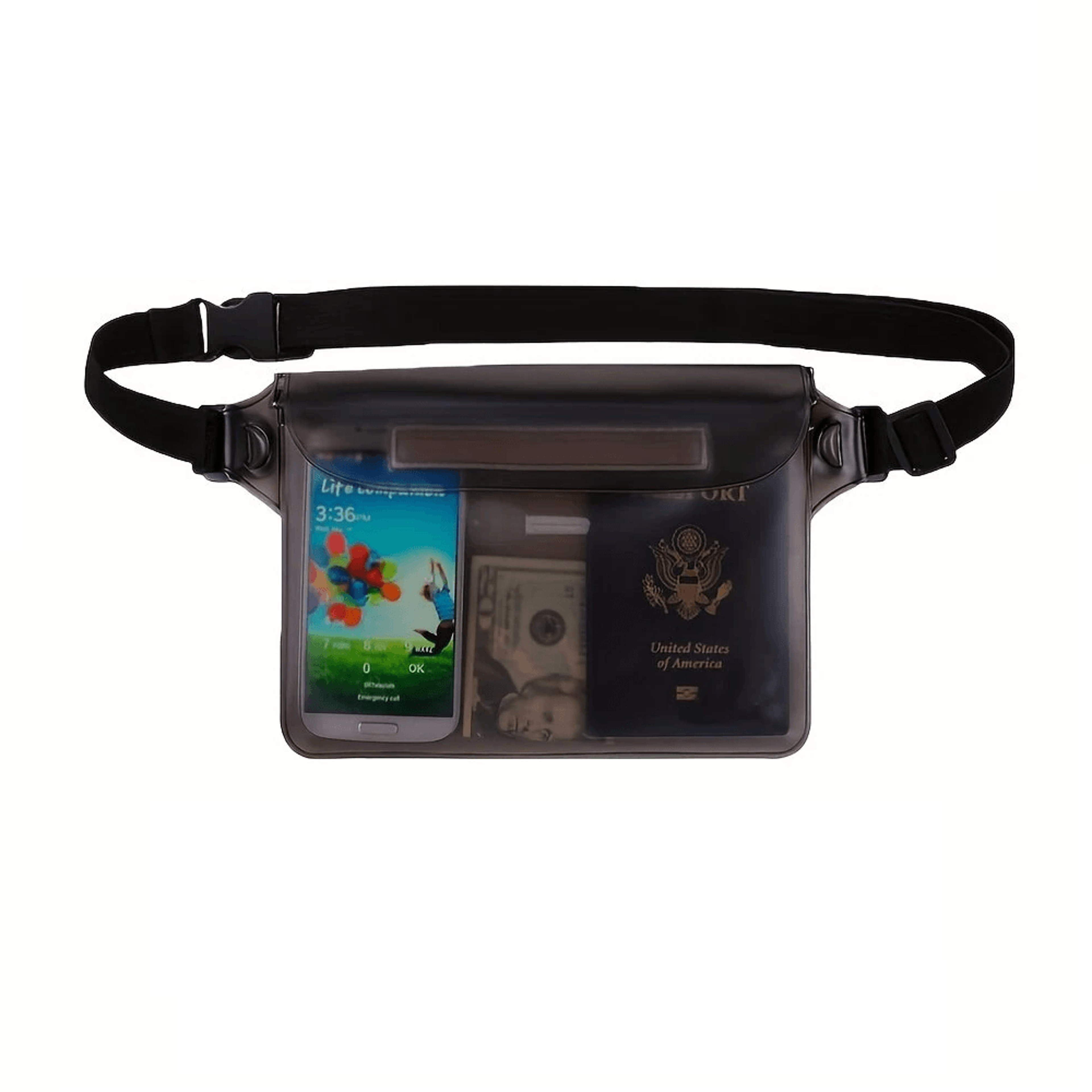 waterproof touchscreen phone waist bag with adjustable strap