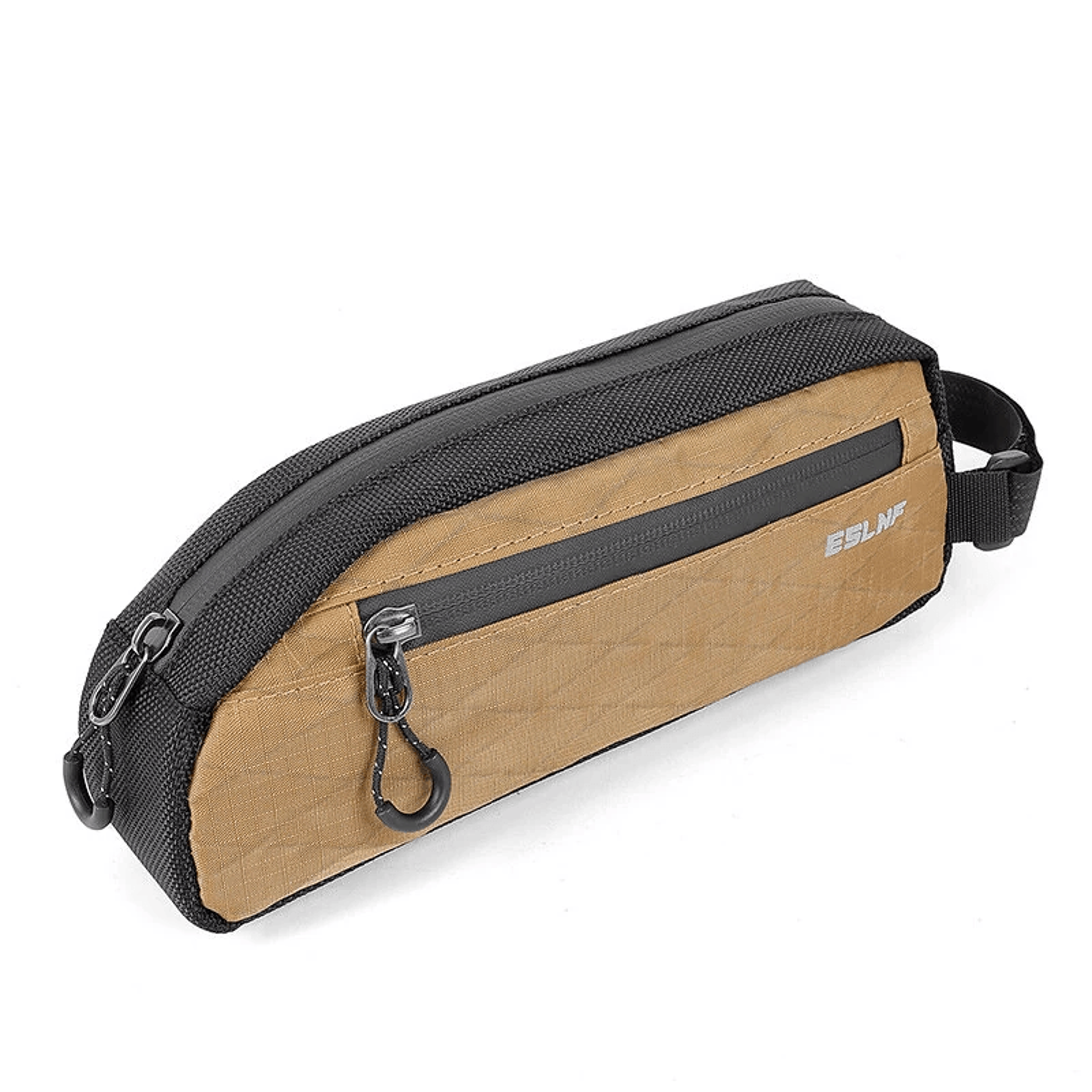 water resistant bike frame bag with reflective strips and adjustable straps