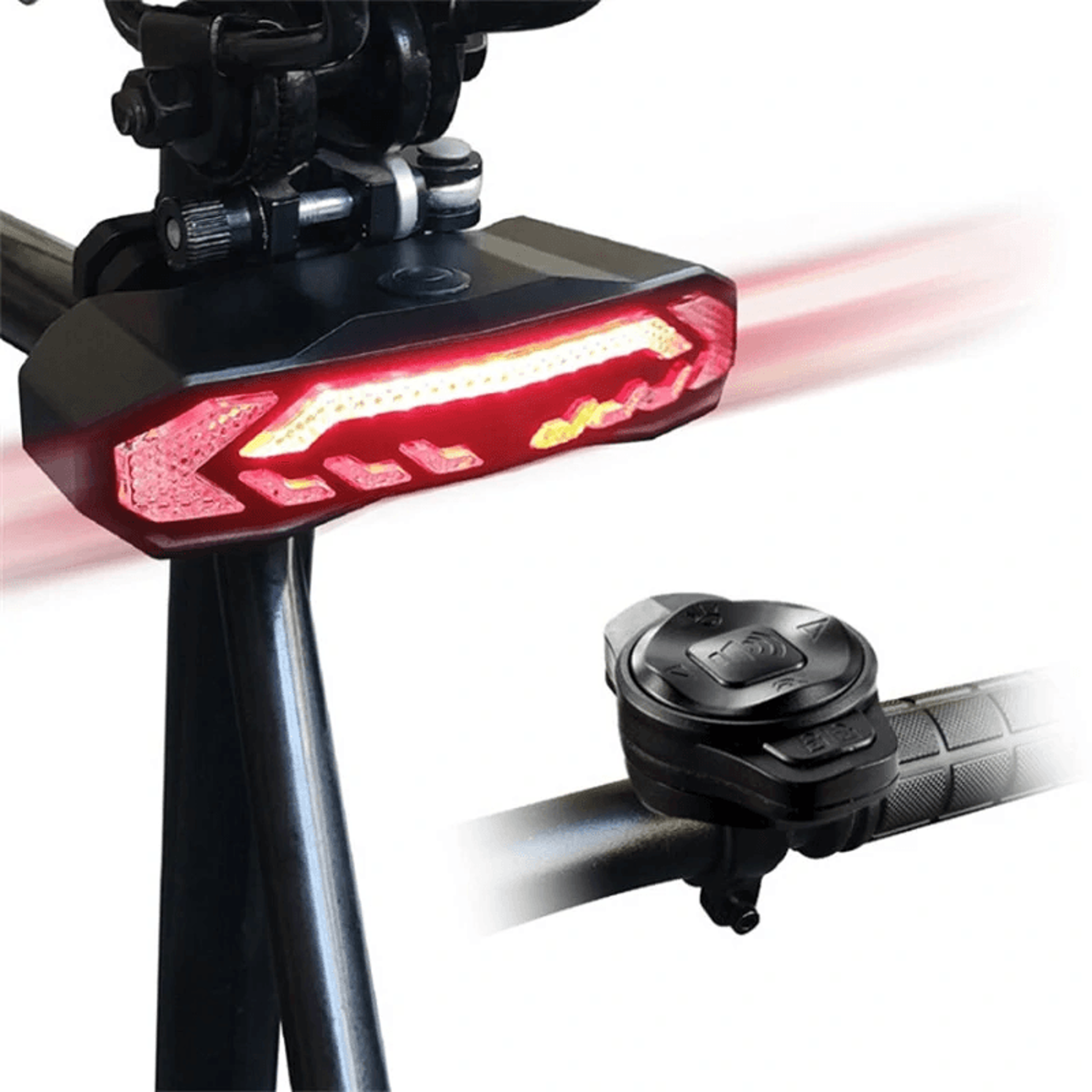 smart bike taillight with brake sensing turn signals remote horn and light modes