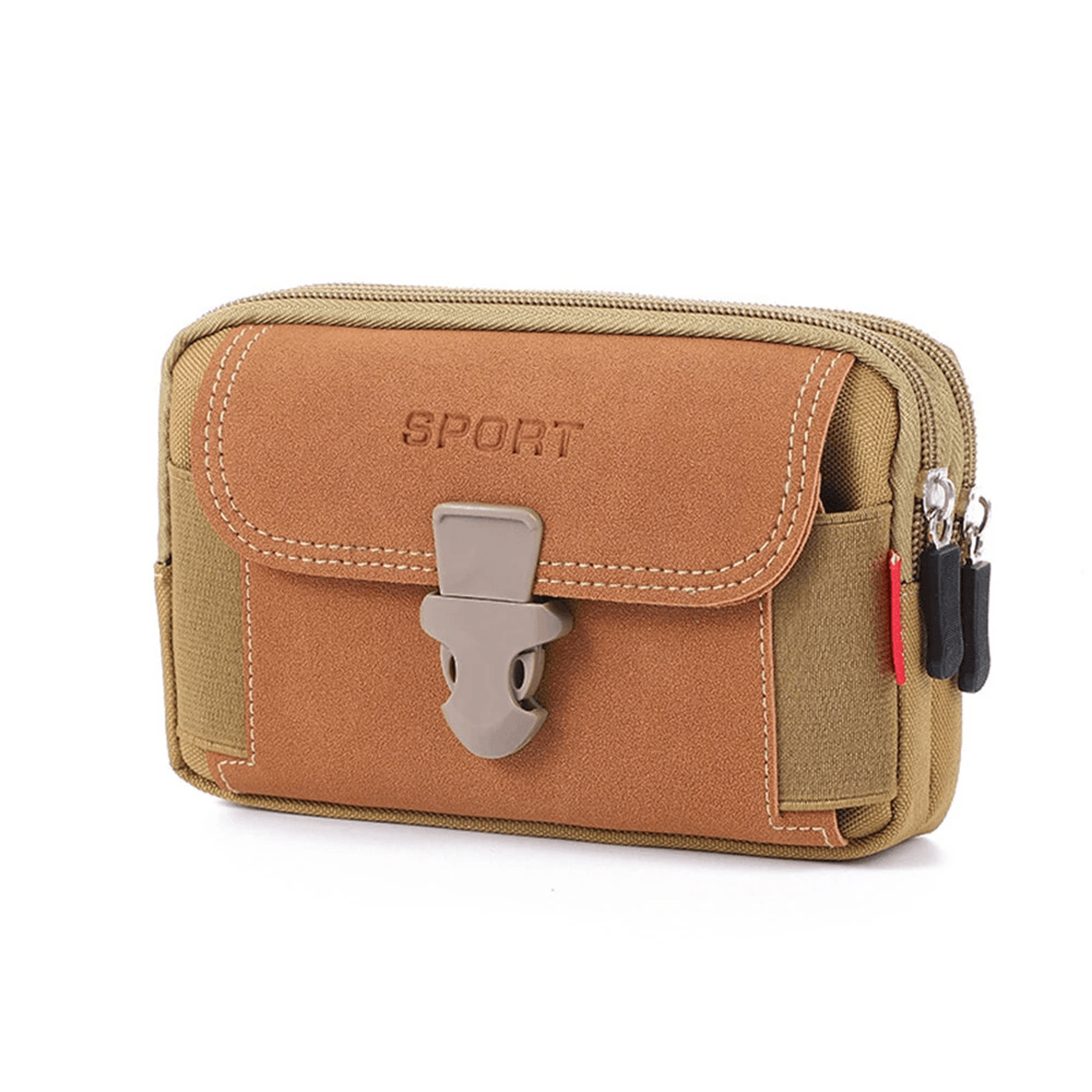 canvas waist bag with phone and document compartments