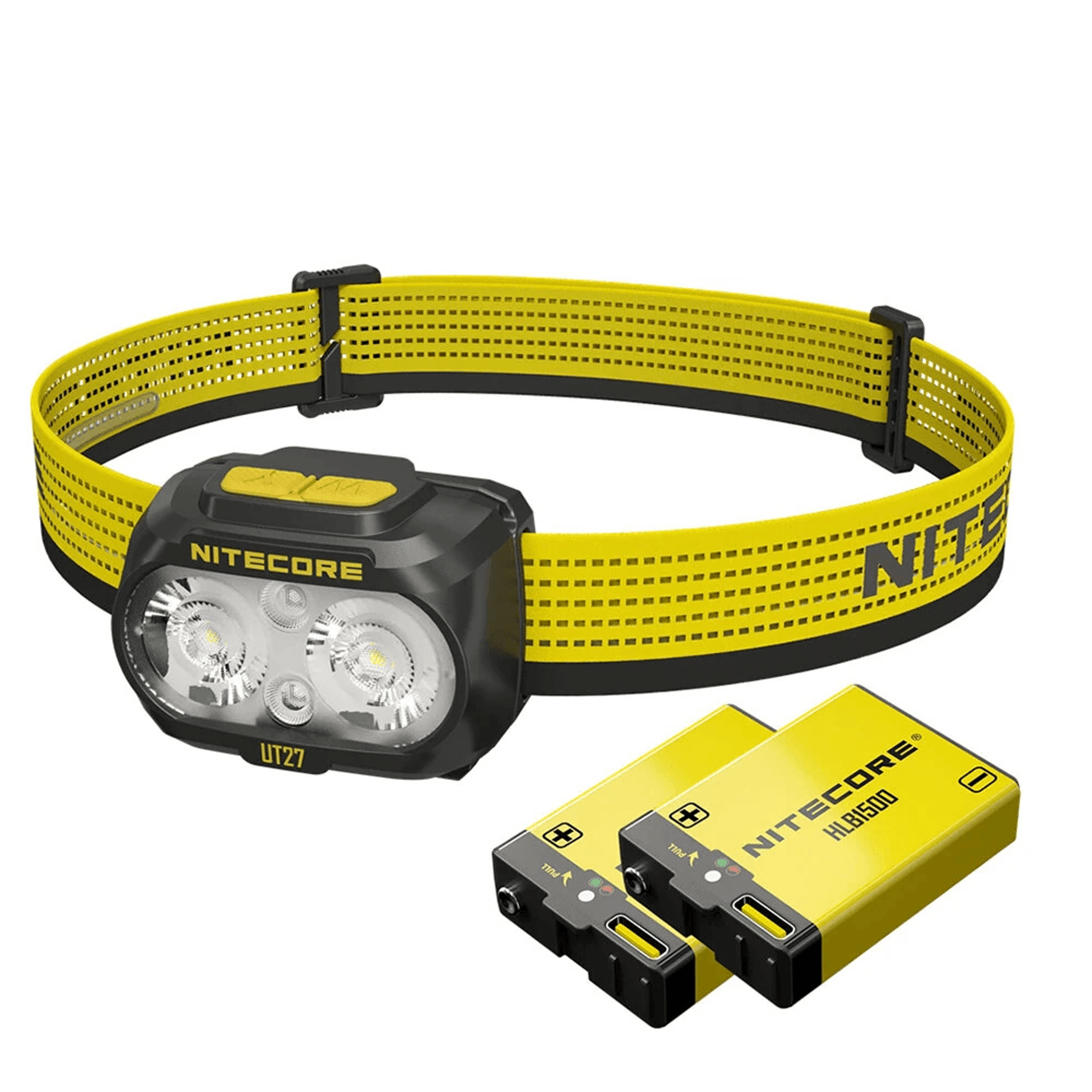 lumen dual beam rechargeable headlamp with white warm and red light