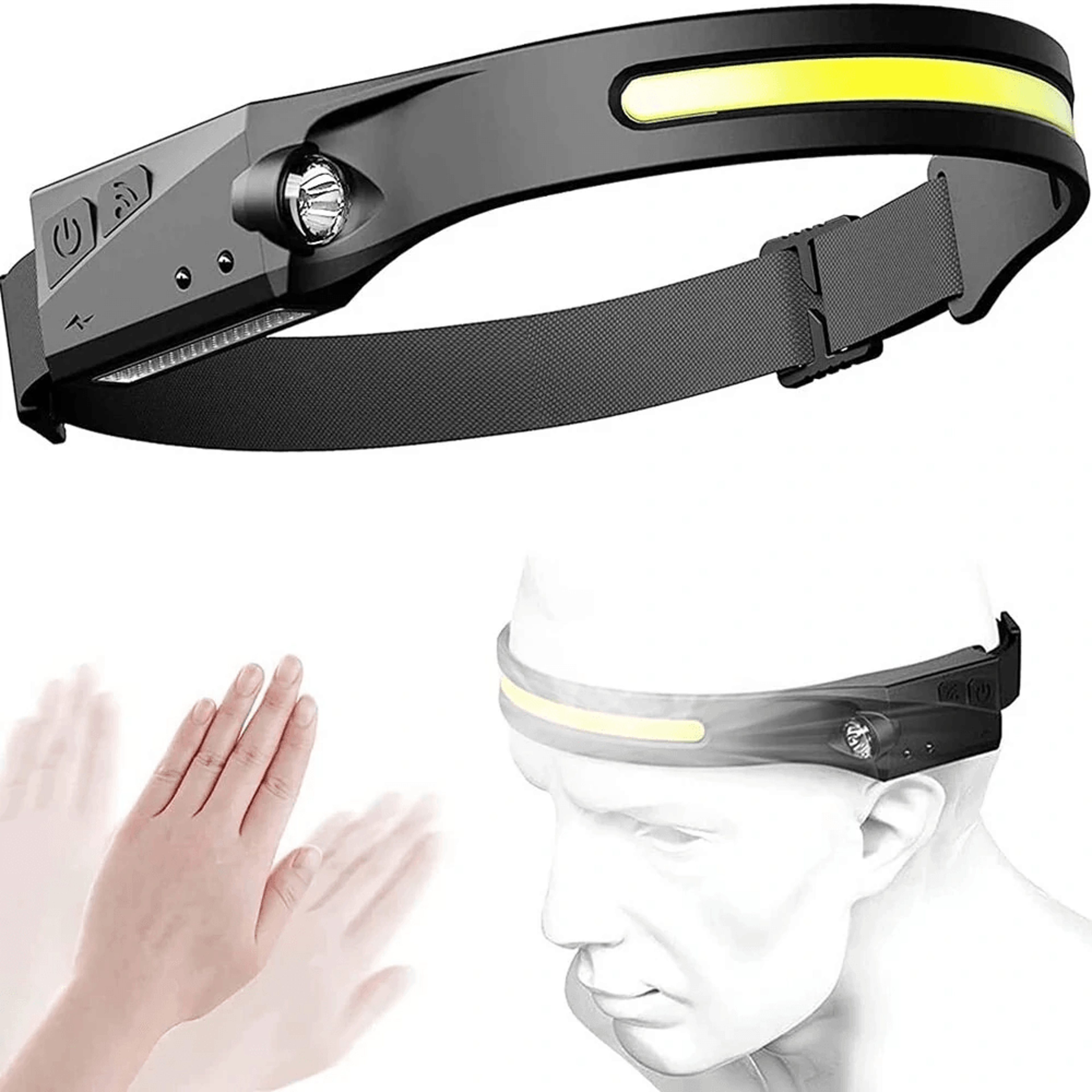 rechargeable led headlamp with wave sensor lumens cob xpe light