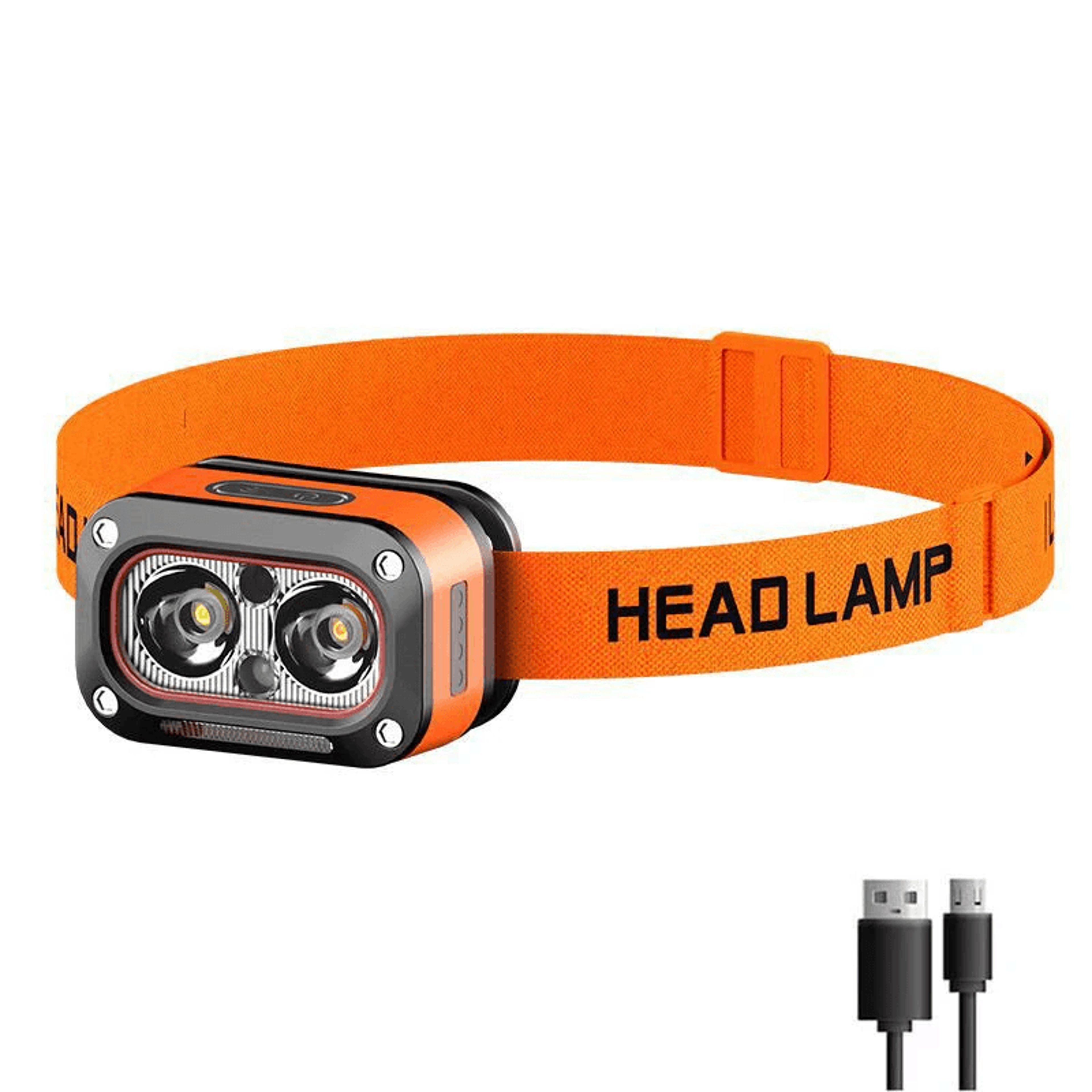 rechargeable led sensor headlamp with light sources and type c charging