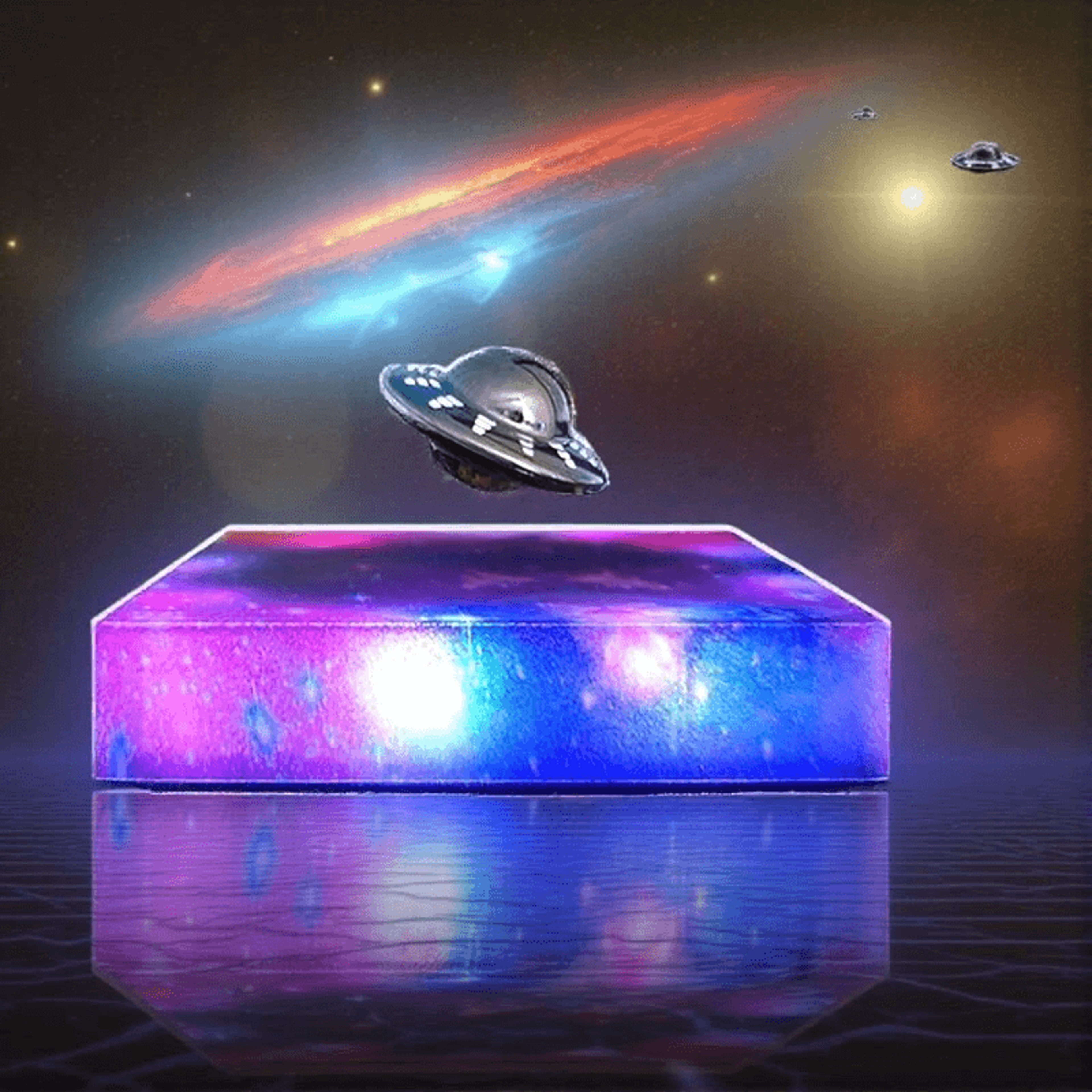 magnetic levitating ufo night light with rgb galaxy base and touch control