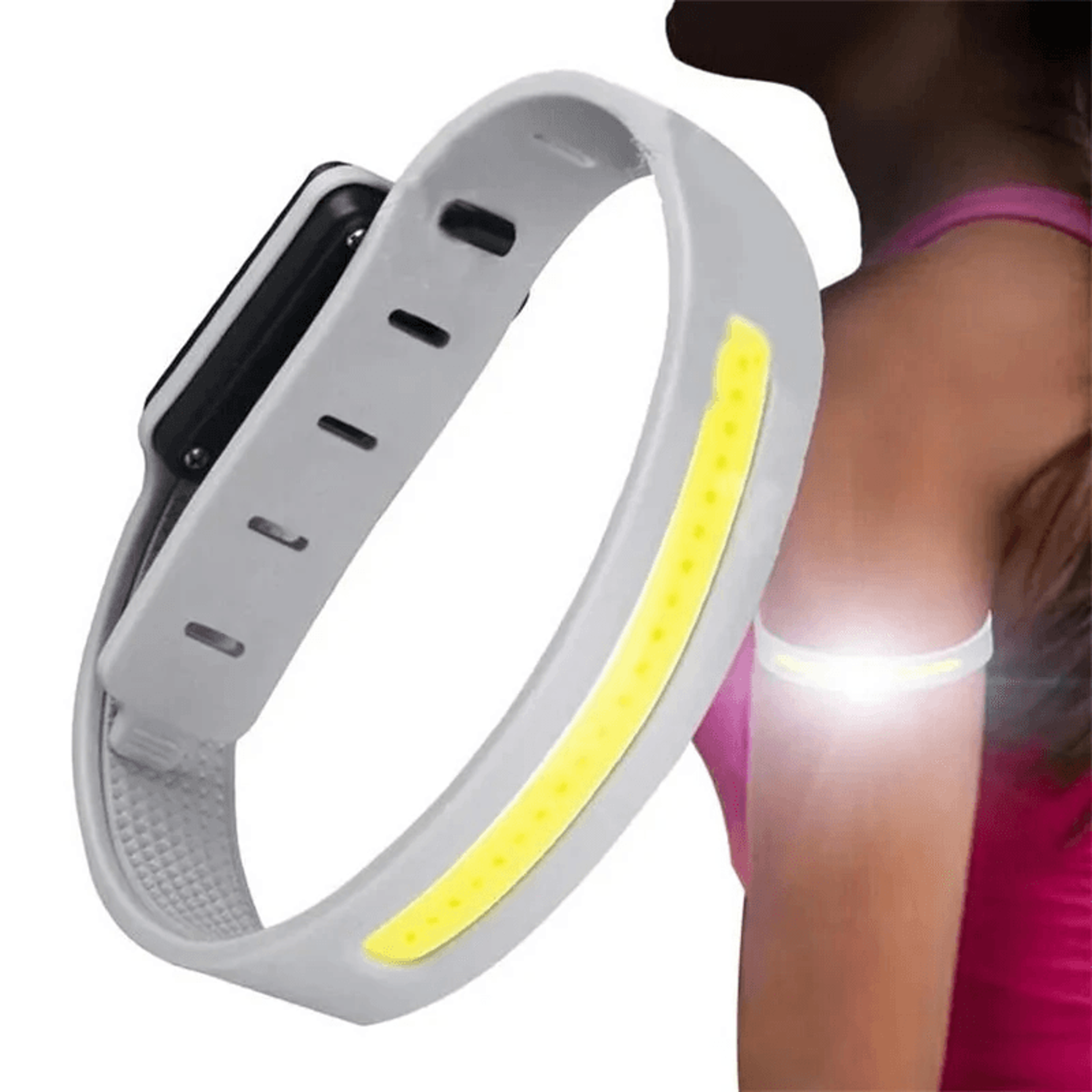 rechargeable led running armband with white and red safety lights
