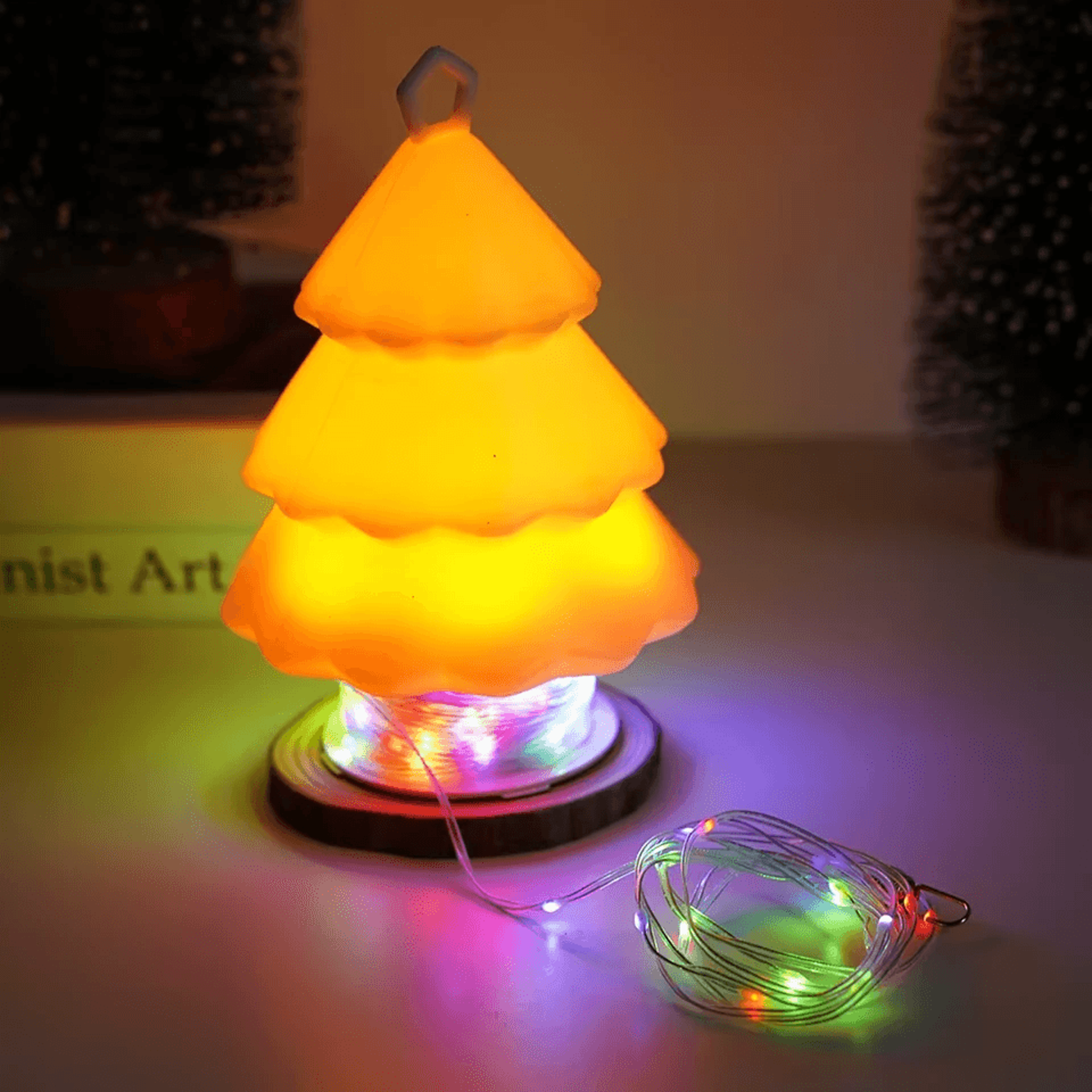 rechargeable led string lights with warm and colorful modes and hanging hook