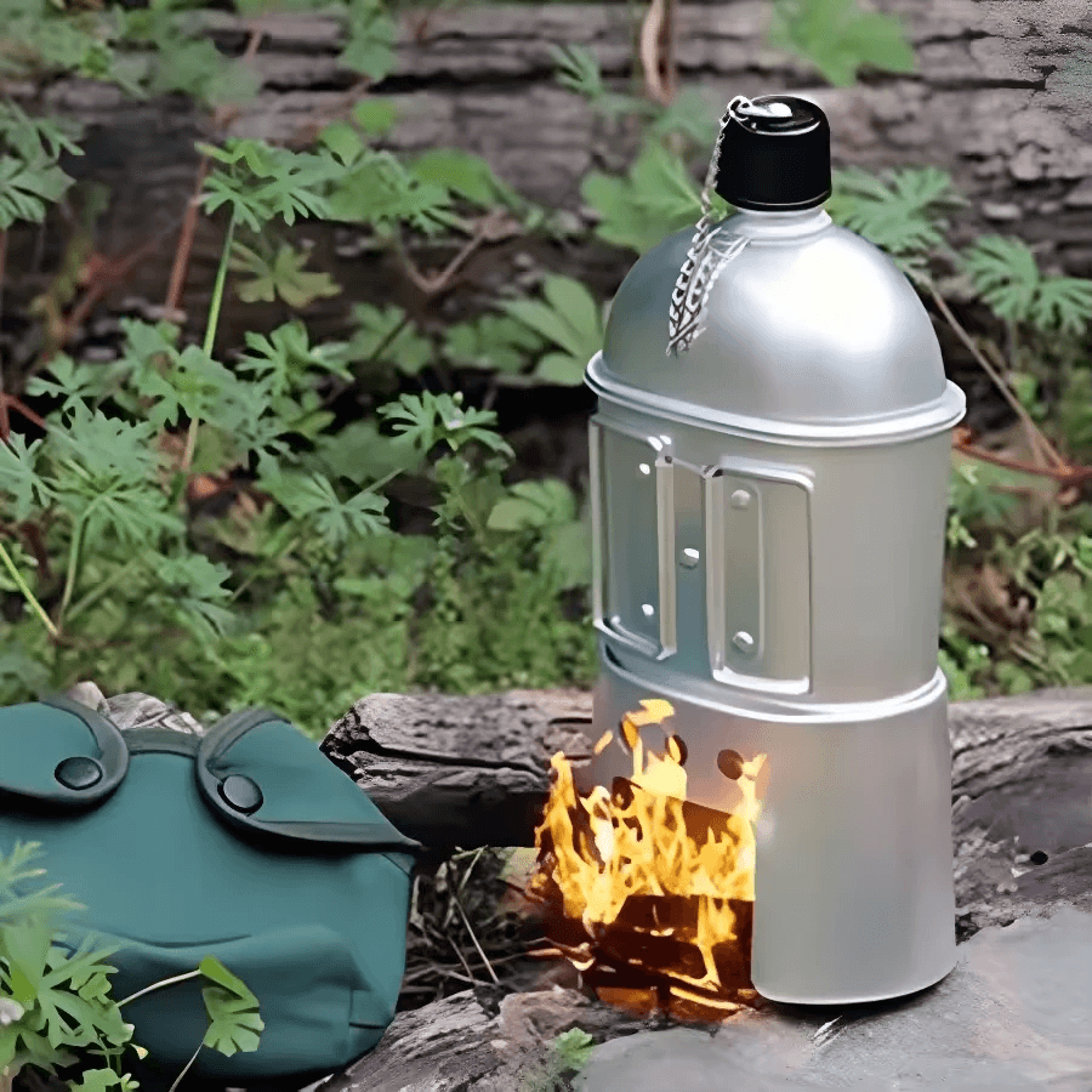 aluminum canteen cup stove set with storage bag for camping and hiking