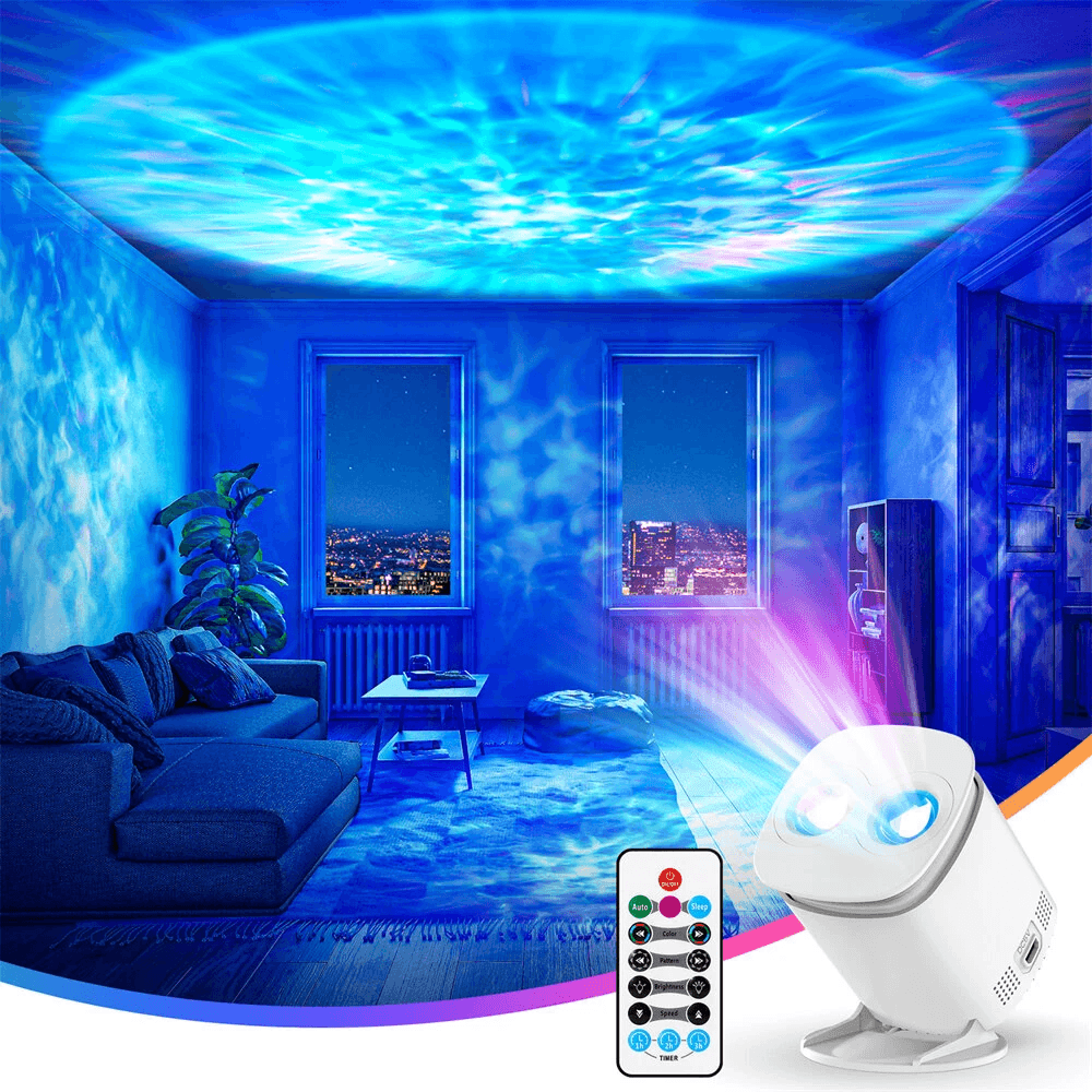 galaxy projector night light with sunset effect remote control and timer