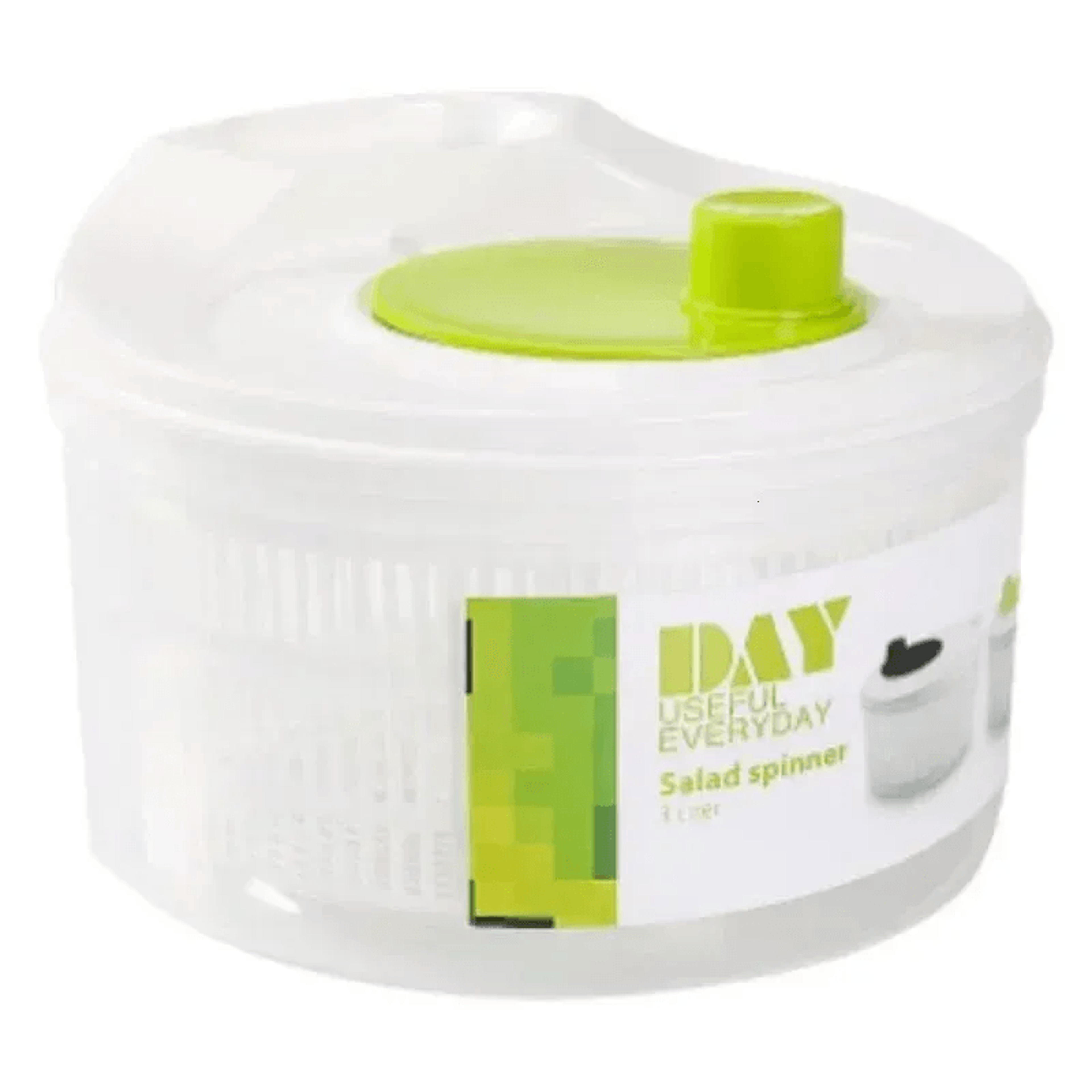 manual salad spinner and vegetable dehydrator with plastic drain basket