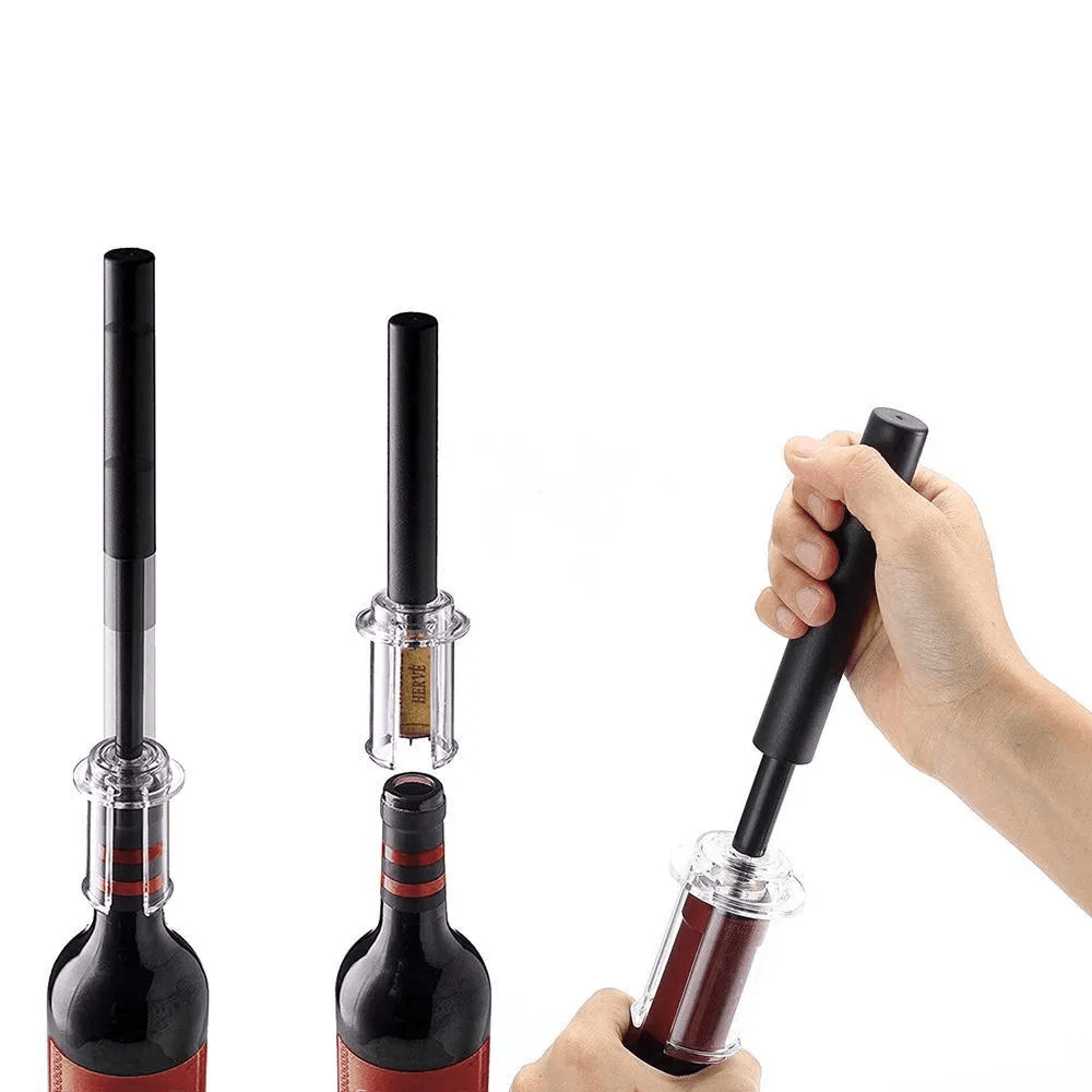 stainless steel air pump wine opener with pin type cork remover