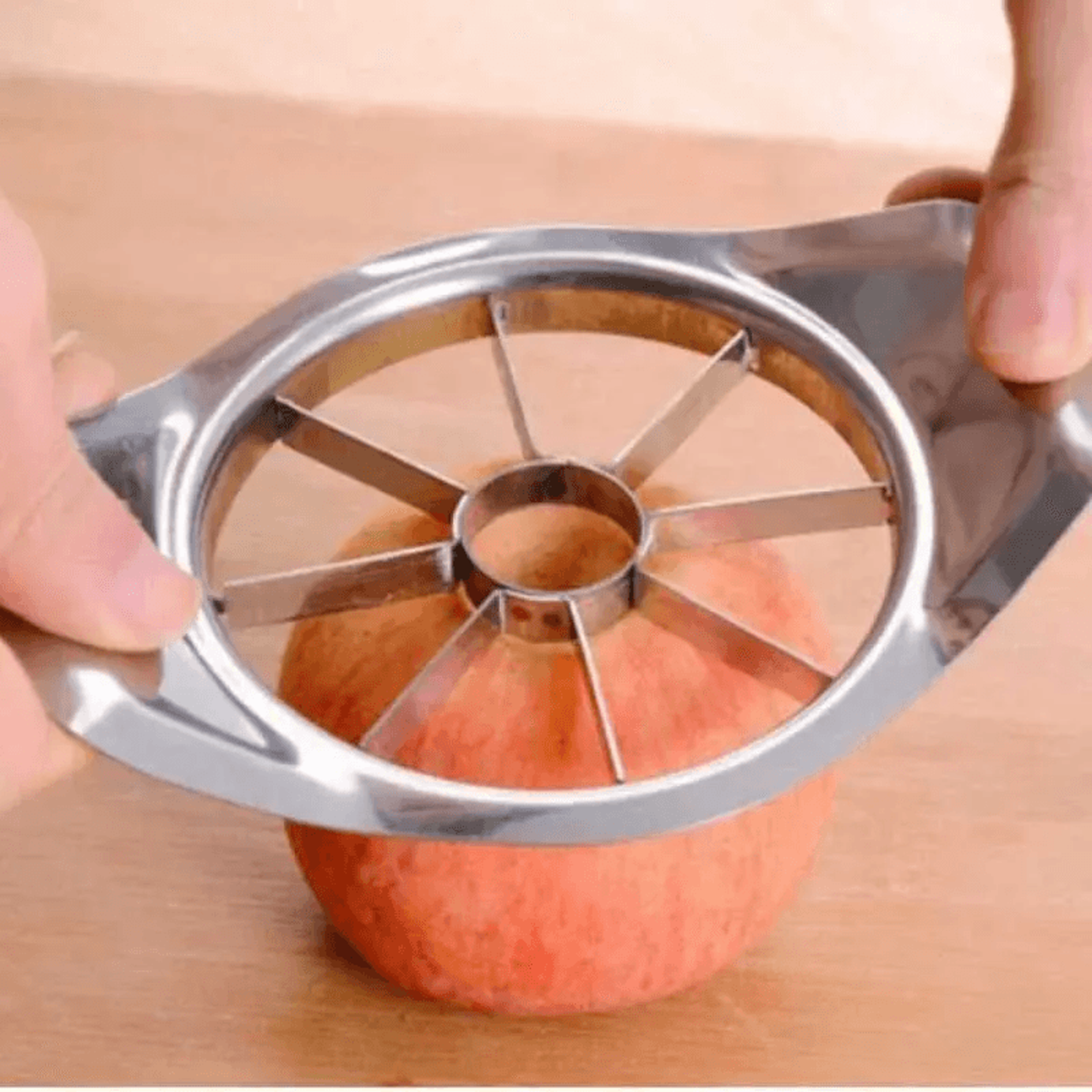 stainless steel apple cutter and fruit slicer with ergonomic handle