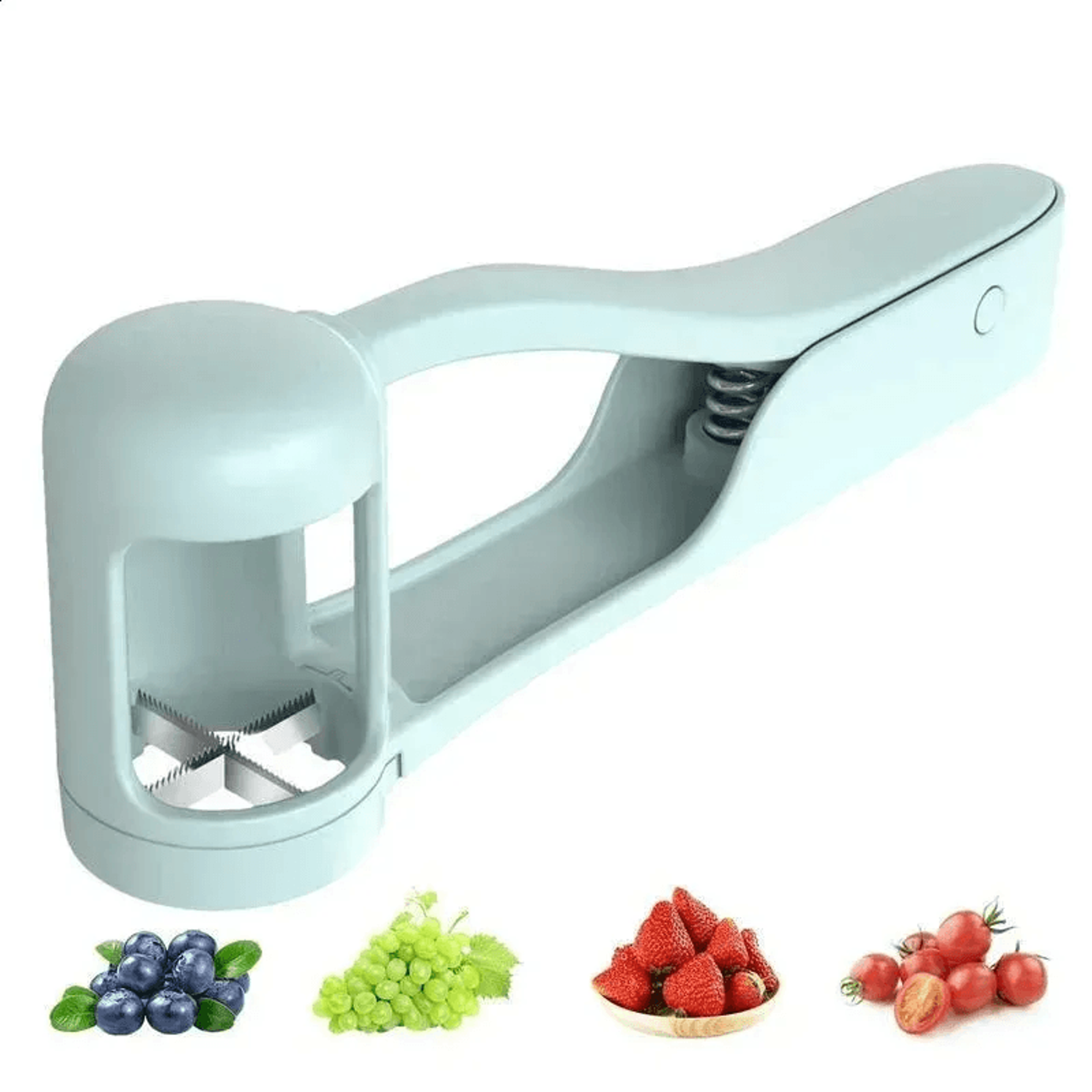 grape and cherry tomato slicer with ergonomic handle for easy fruit cutting