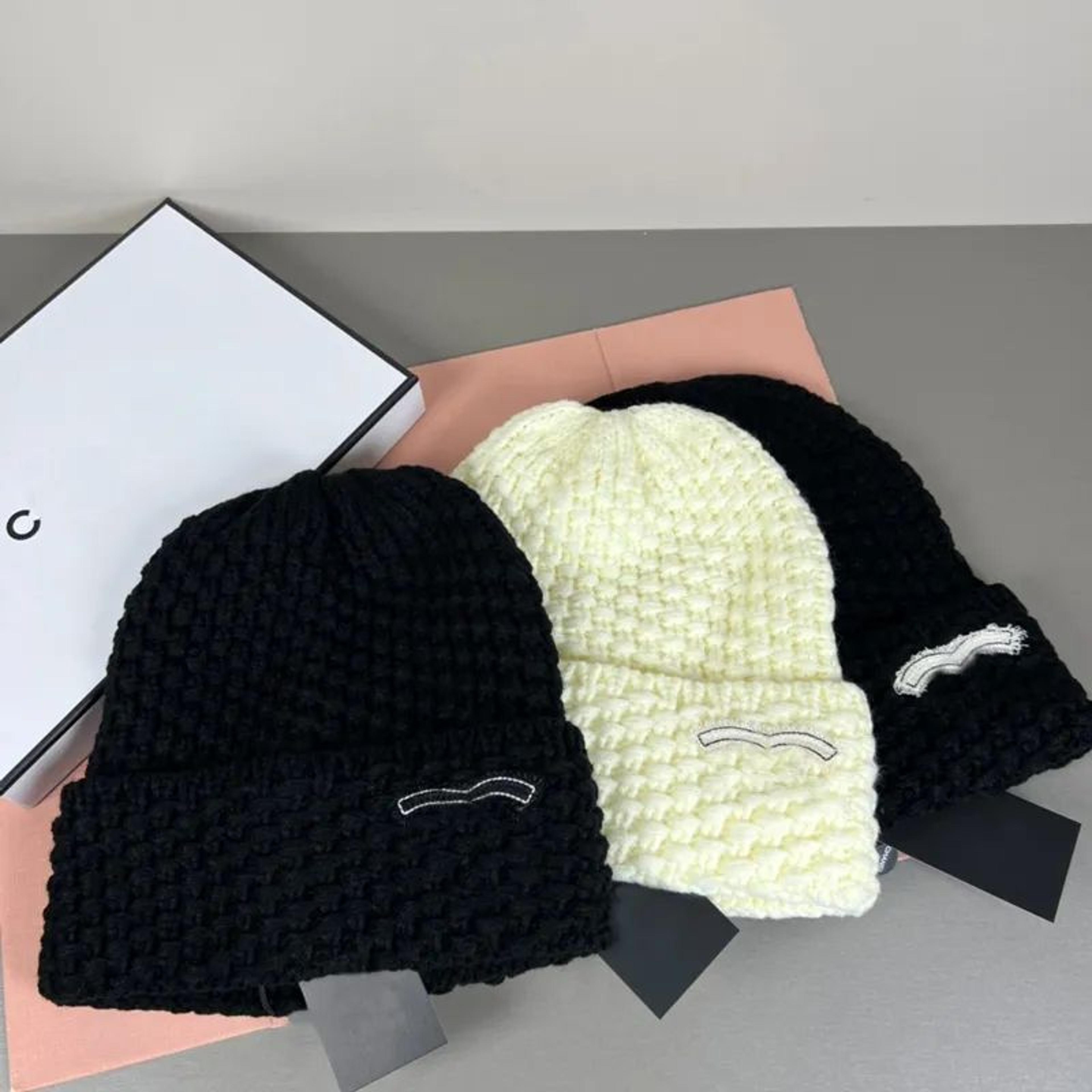 unisex striped knit beanie hat with embroidered letters for fall and winter