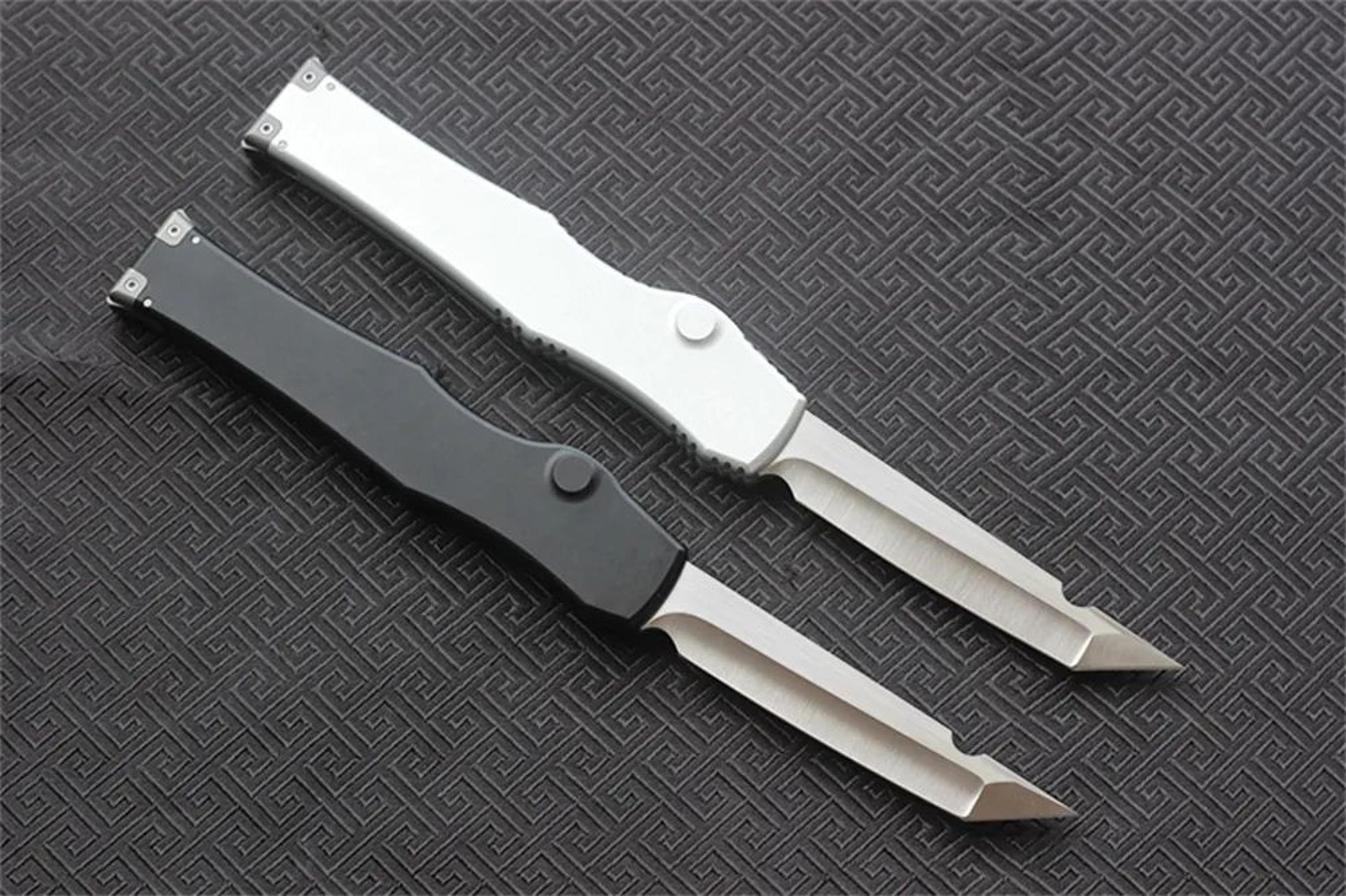 folding knife with aluminum handle and satin finish for camping
