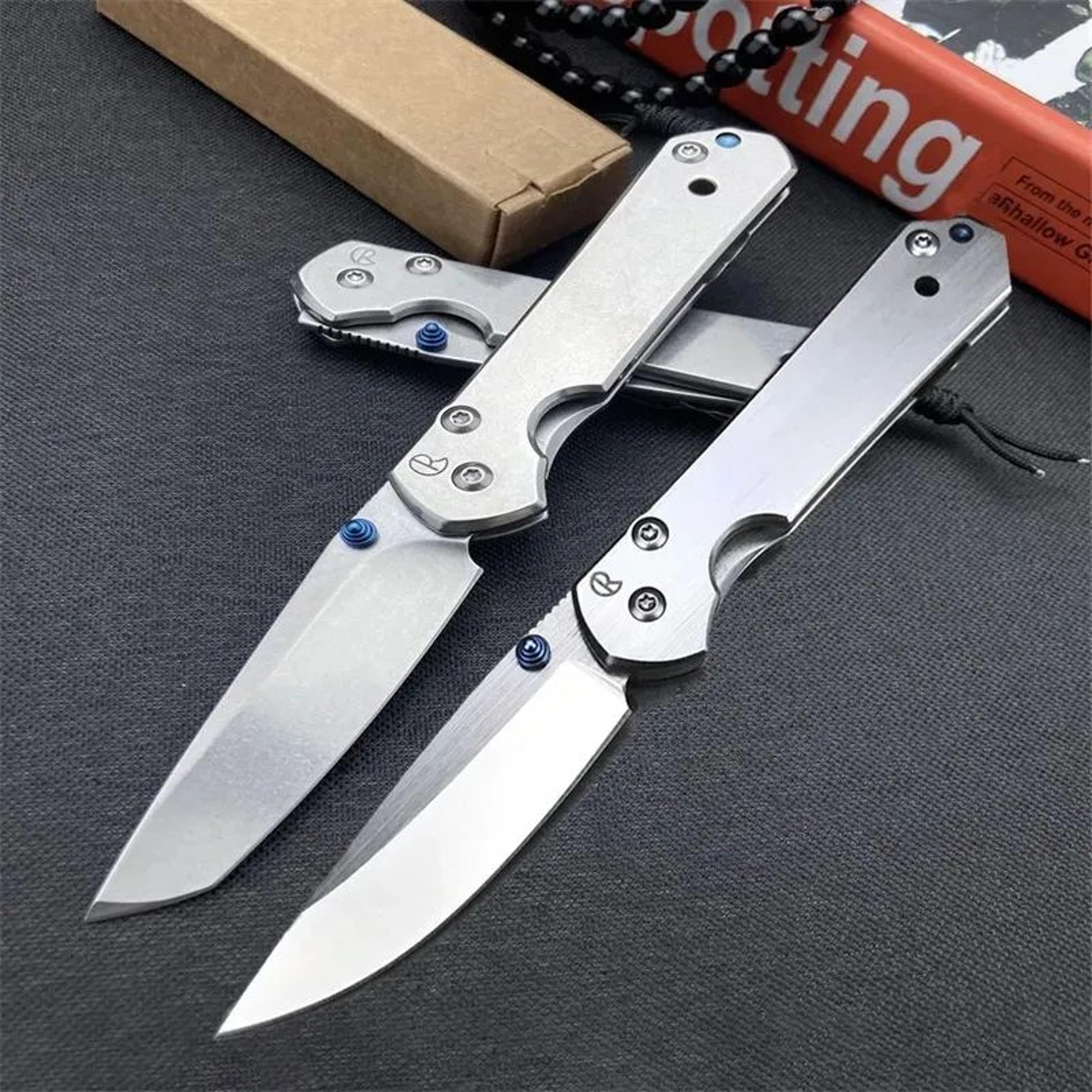 stainless steel folding pocket knife with stonewashed blade for camping and edc