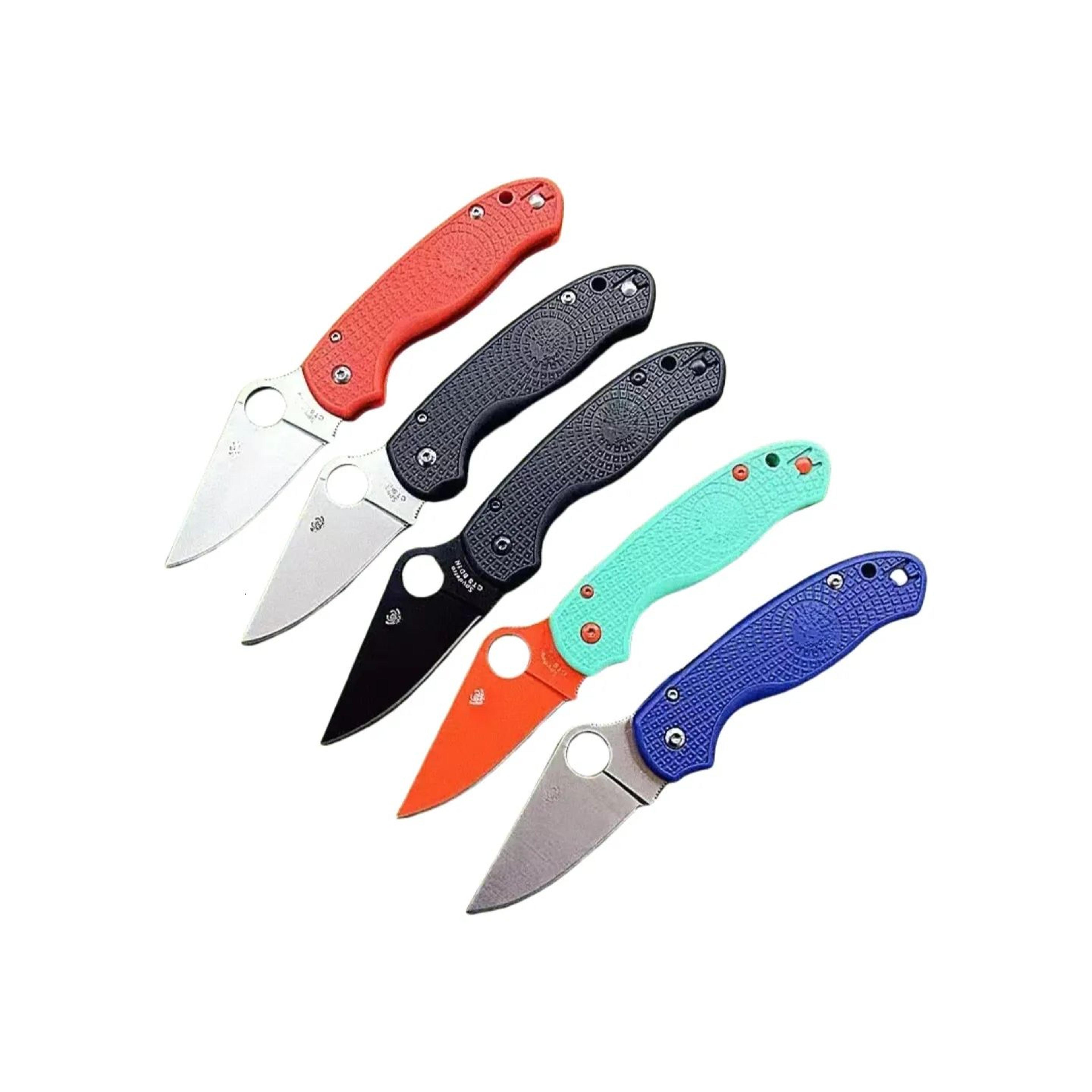 mini folding pocket knife with steel blade and nylon fiber handle for edc camping
