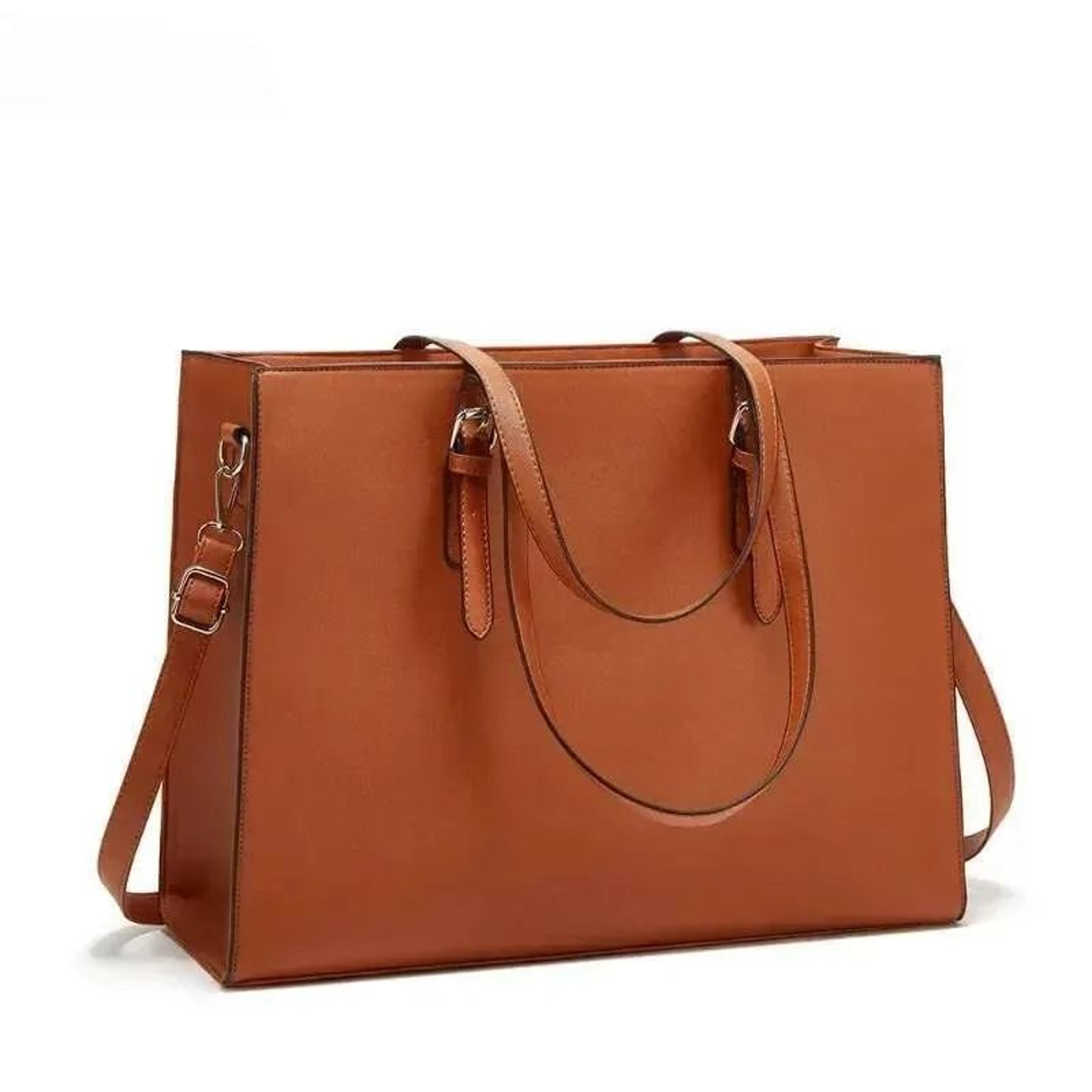 women's extra large faux leather tote bag with zipper closure for work and office