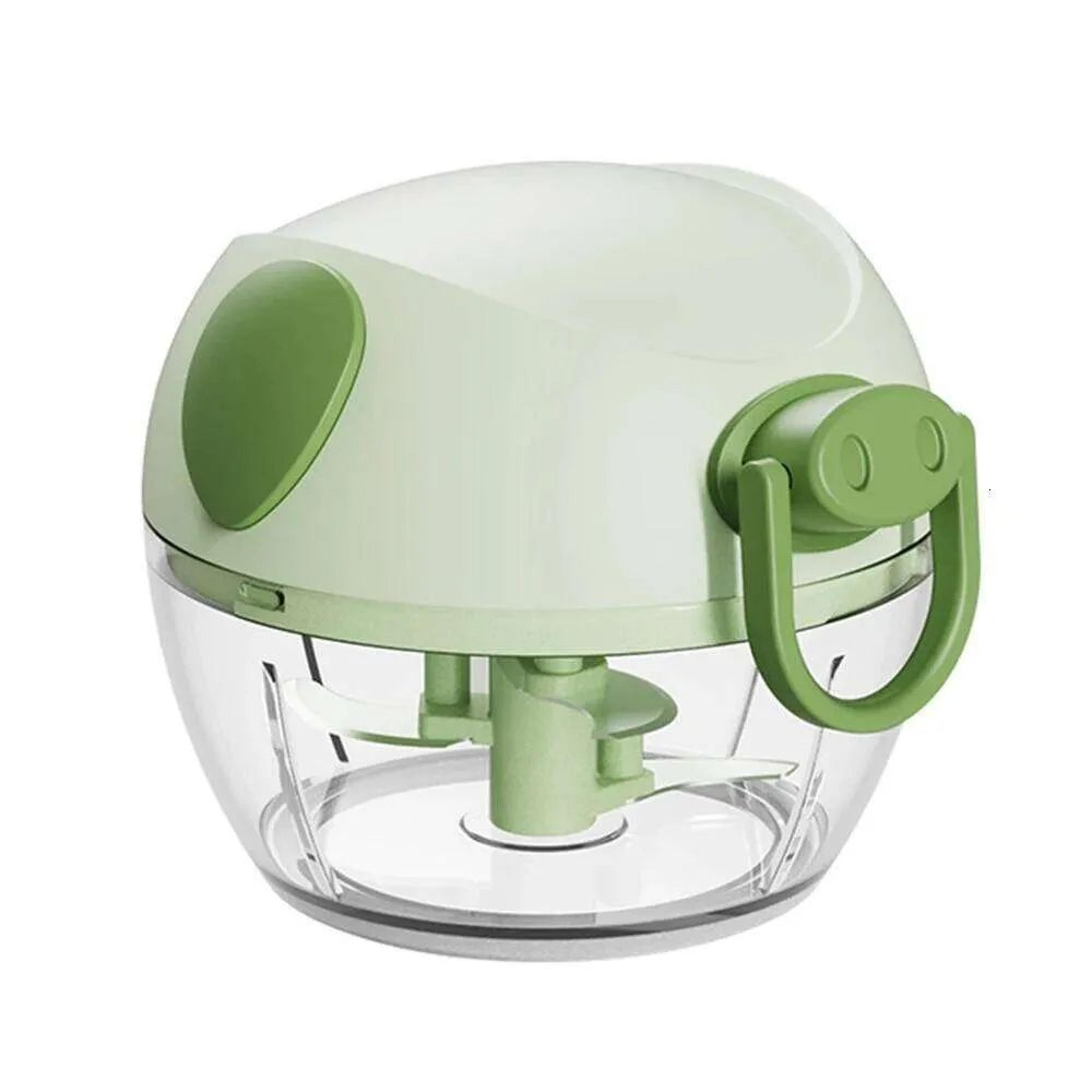 manual pull string vegetable chopper with stainless steel blades and food container