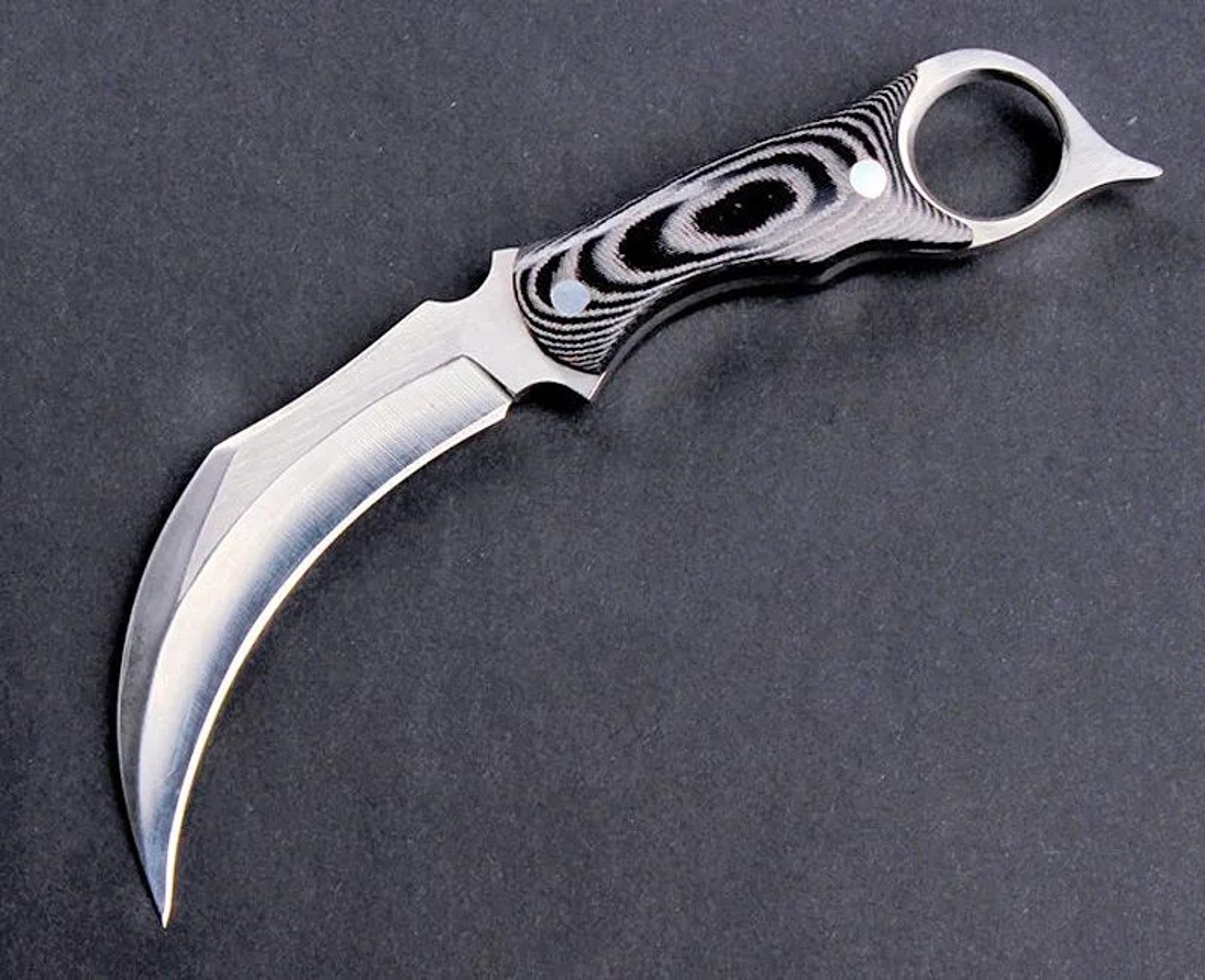 karambit claw knife with stainless steel blade and micarta handle