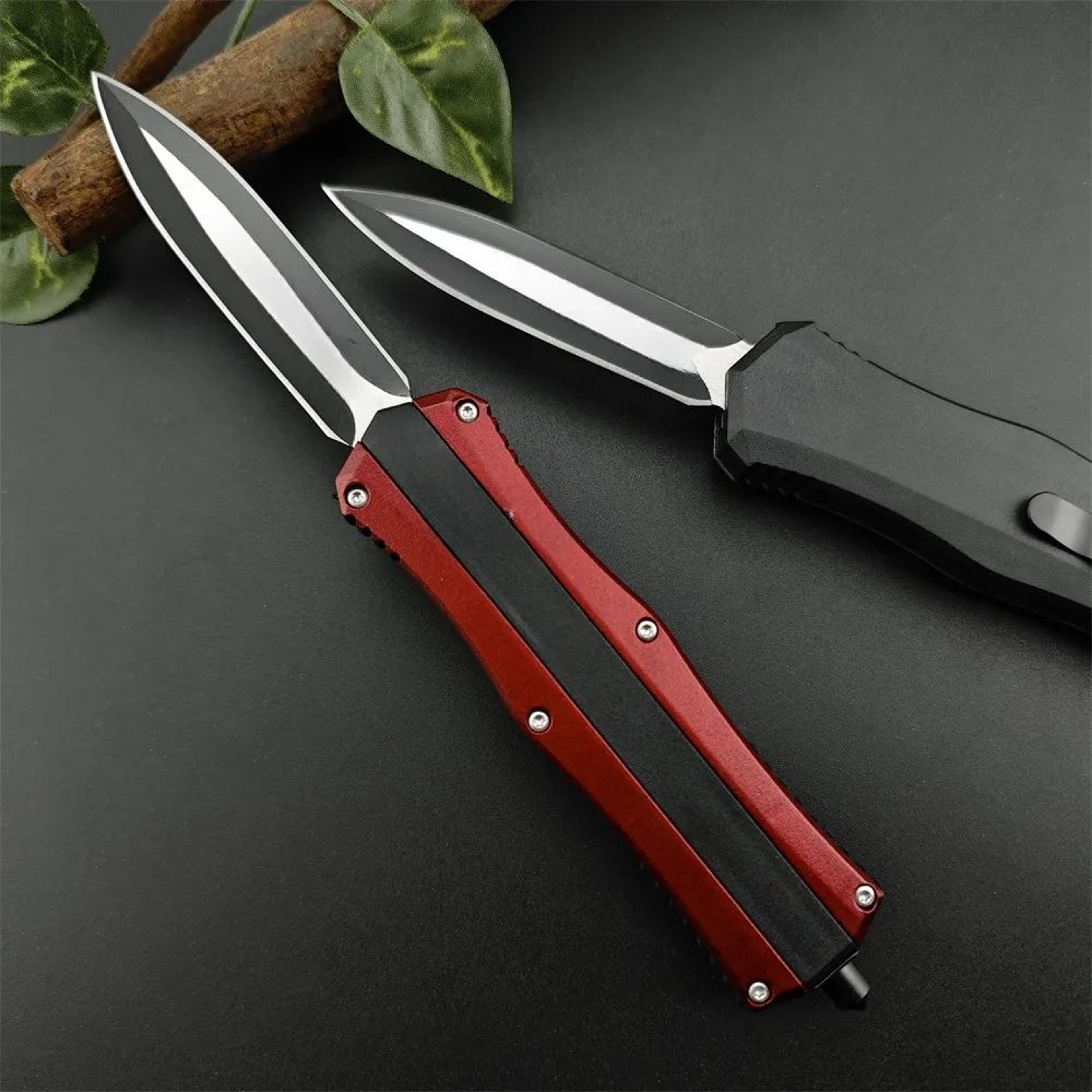 tactical assisted pocket knife with black rubber handle for outdoor use