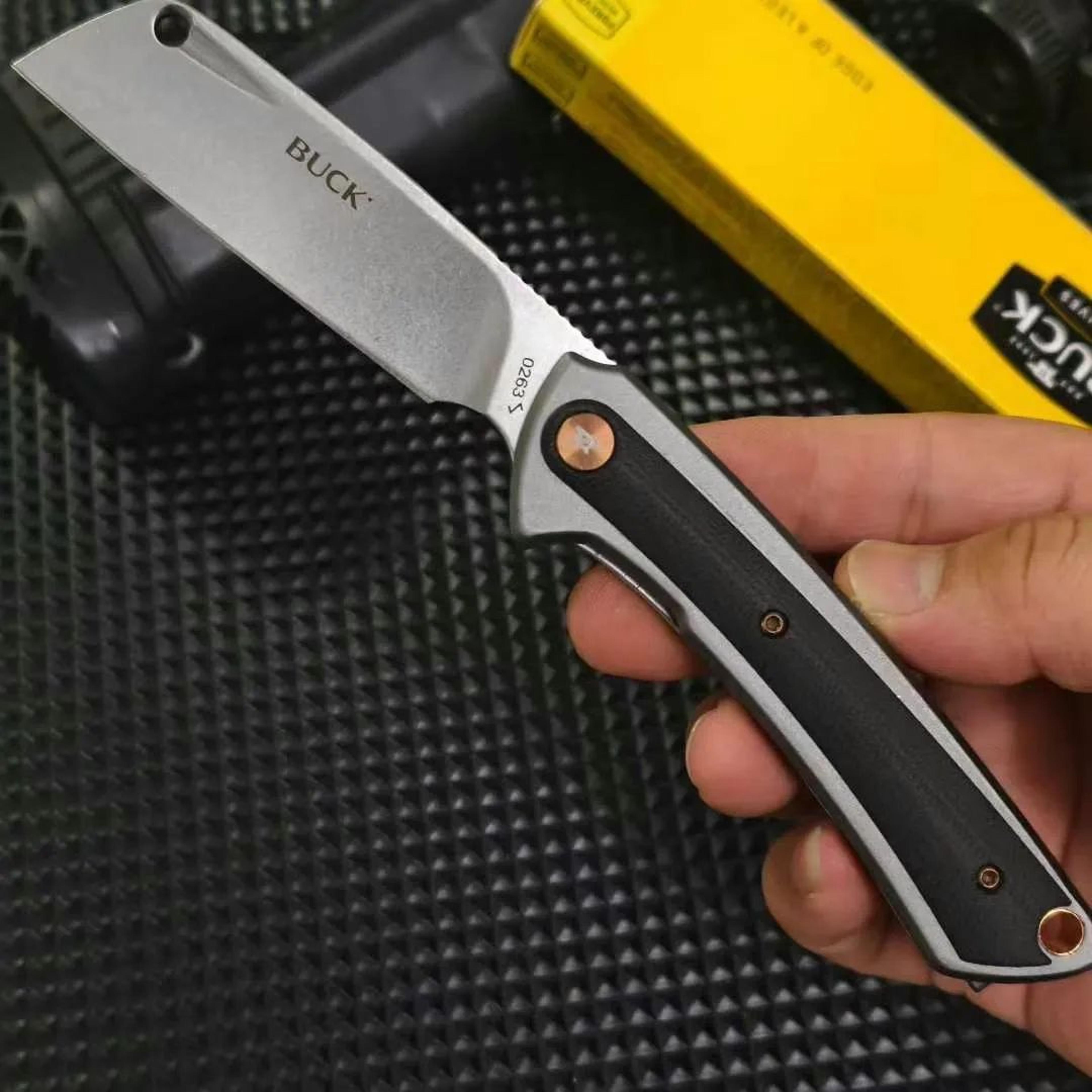 folding pocket knife with steel cleaver blade
