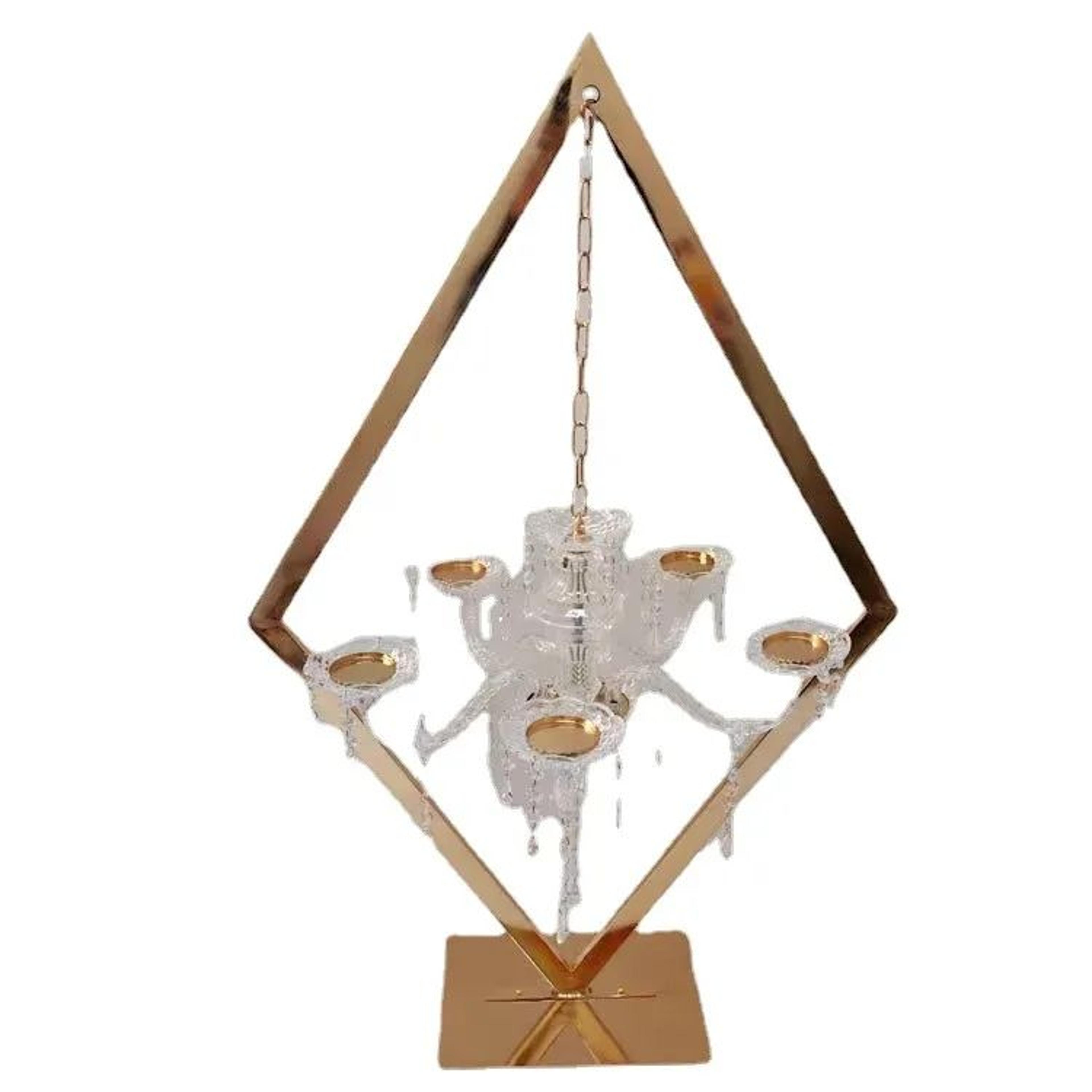 head metal candelabra candle holder with acrylic accents for wedding and home decor