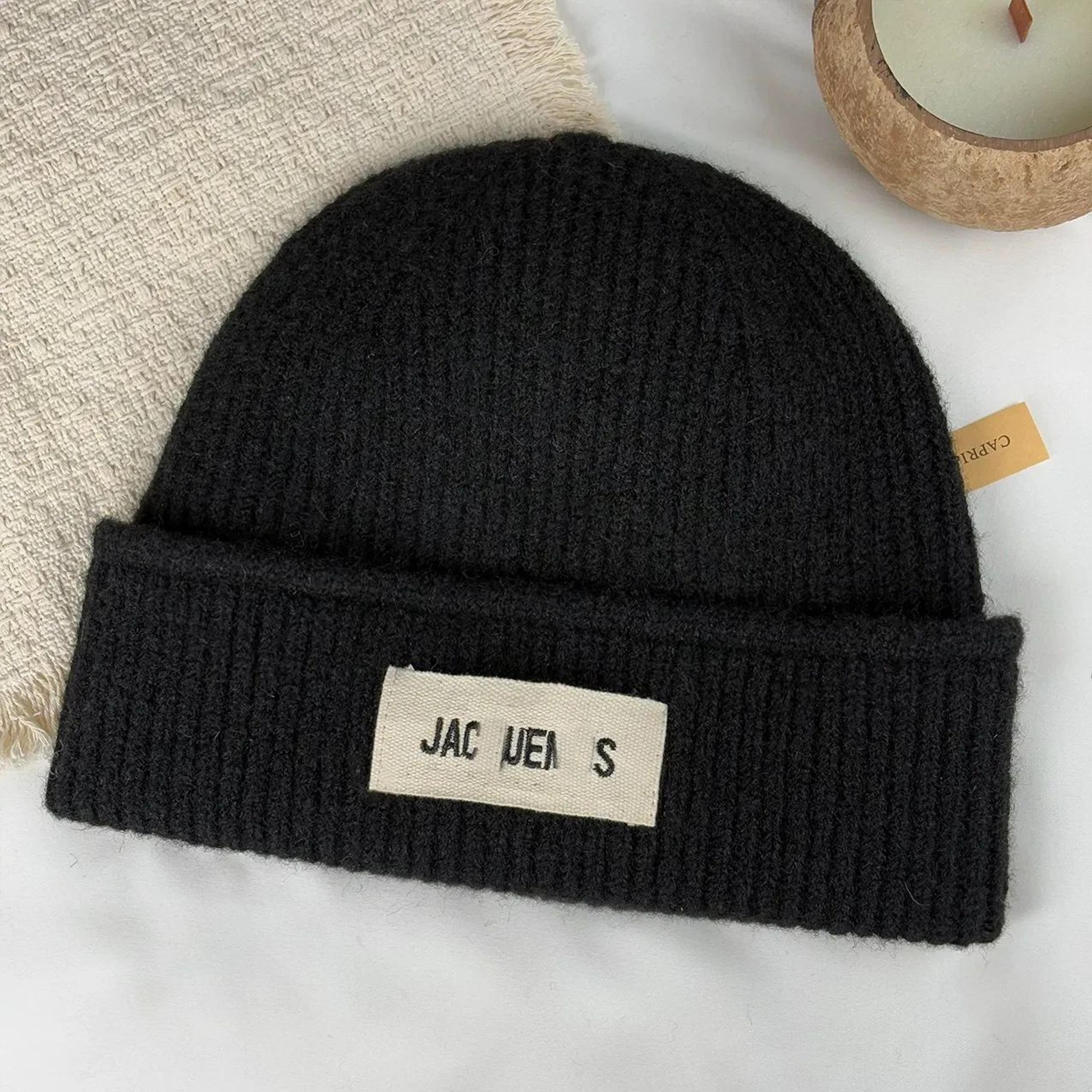 thick winter knit beanie hat unisex striped acrylic skull cap