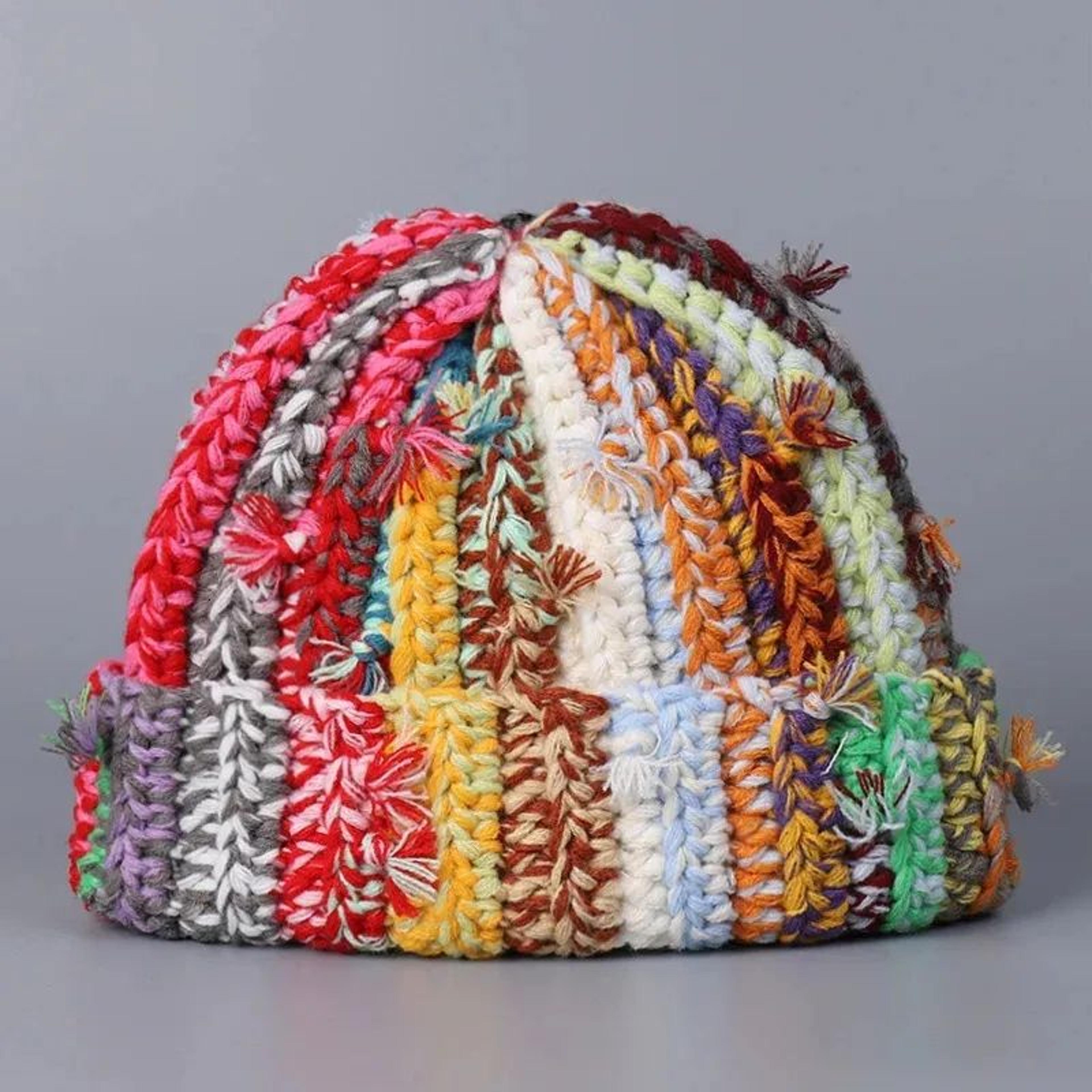 handmade wool blend beanie hat multistrand twist knit winter skull cap