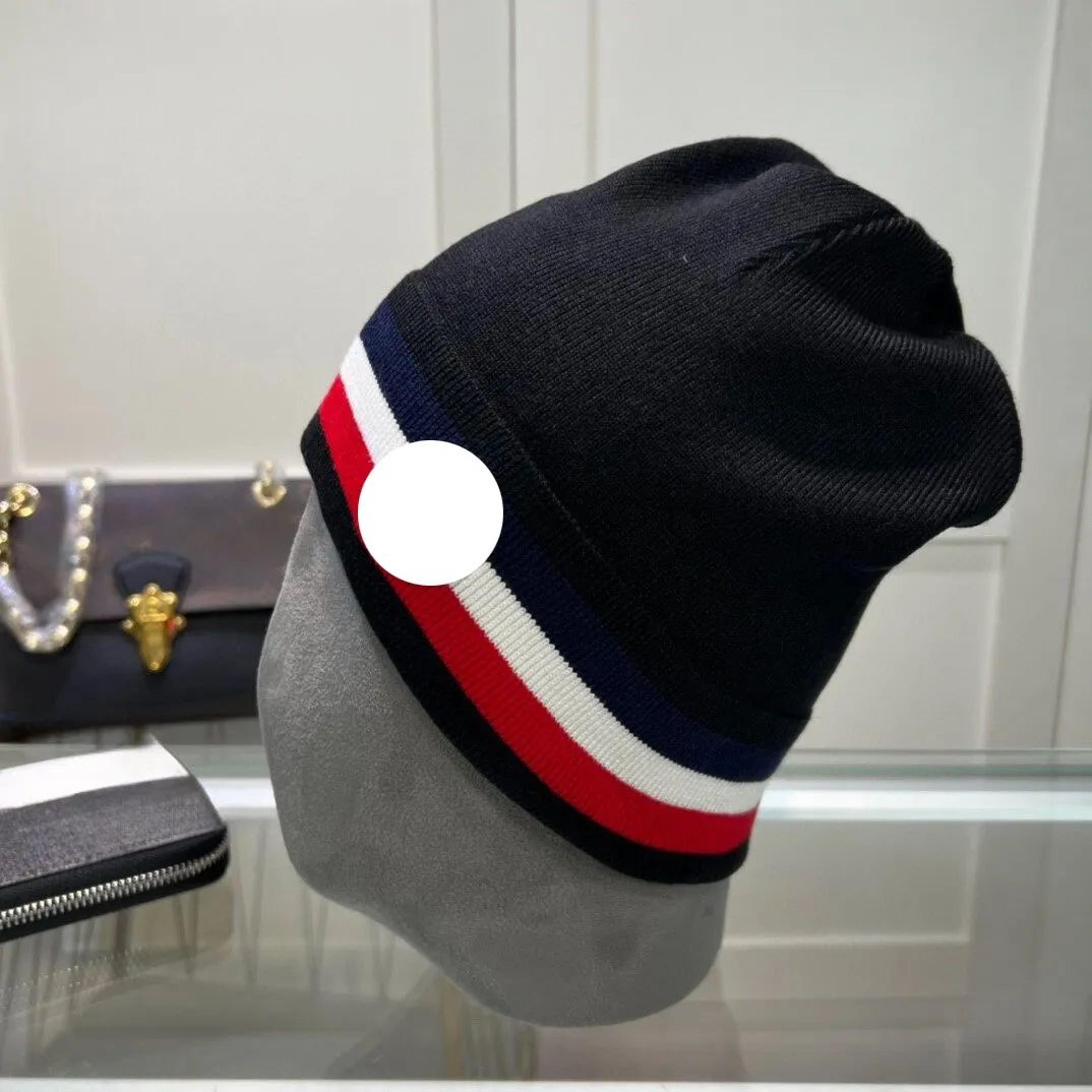 unisex knitted winter beanie hat with embroidered plaid design