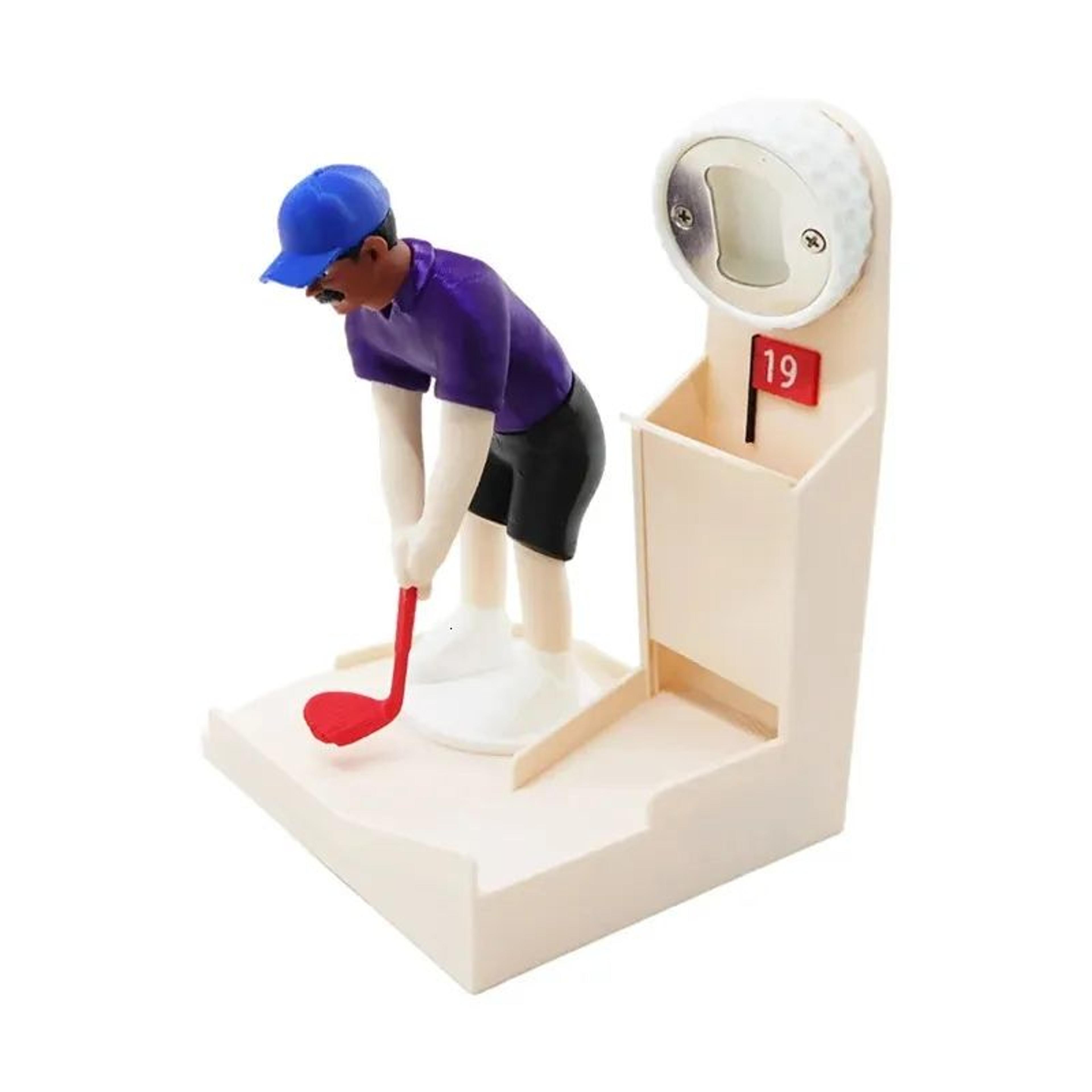 golf player bottle opener with cap launcher for parties and camping