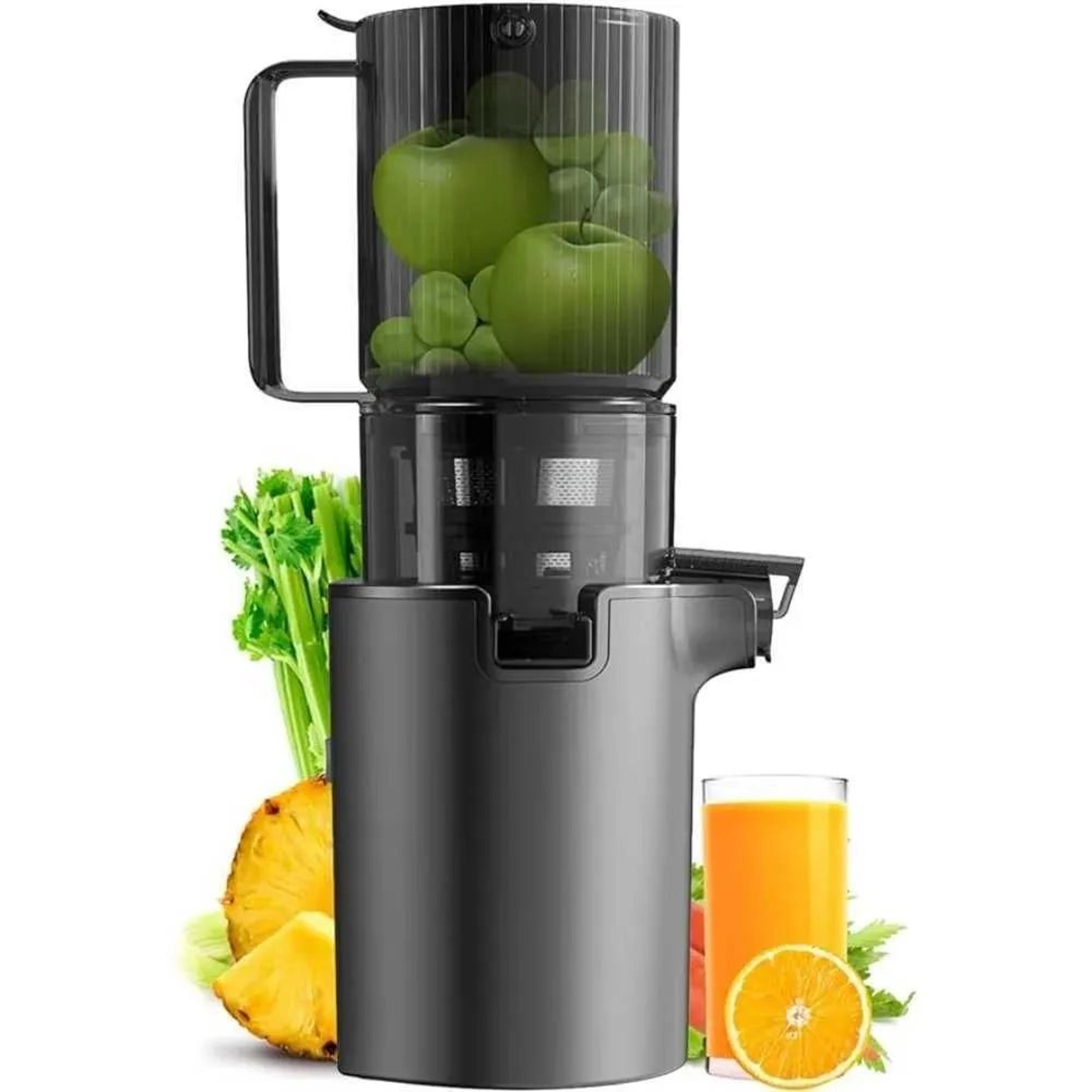 cold press juicer with wide feed chute and ceramic pressing mechanism