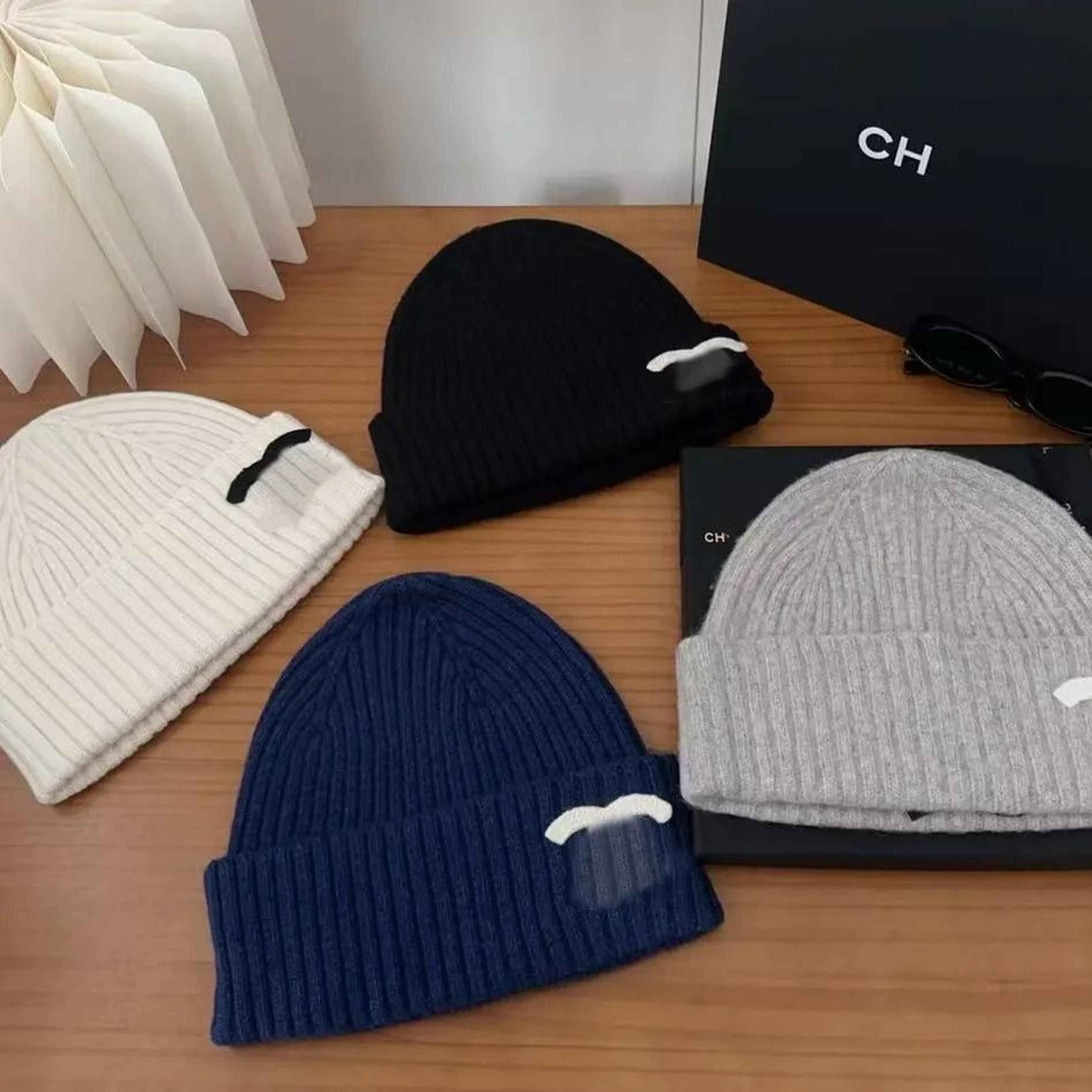 women's winter knit beanie hat with letter embroidery and ear protection