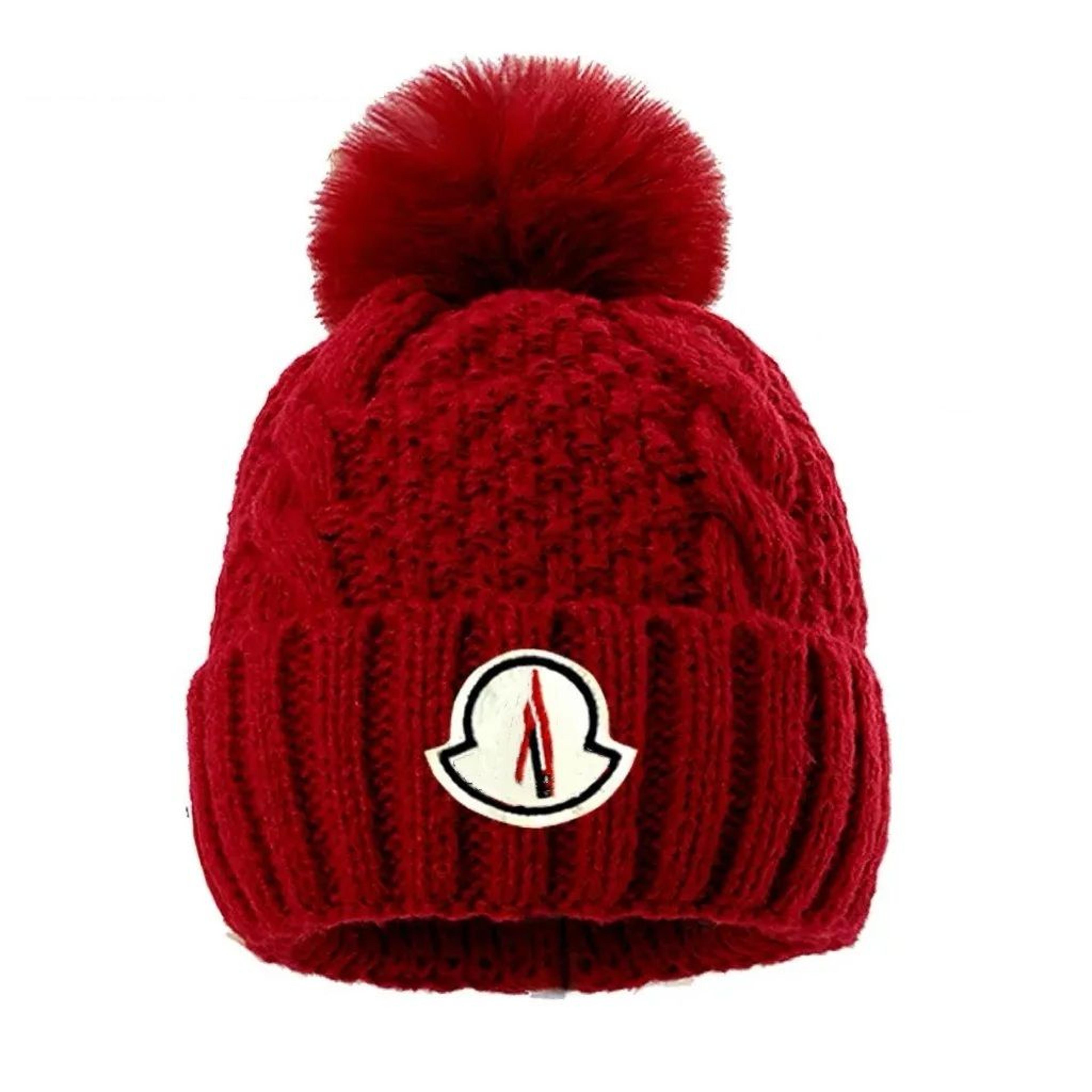 winter knit beanie hat for men and women with cable knit cuff and pom pom