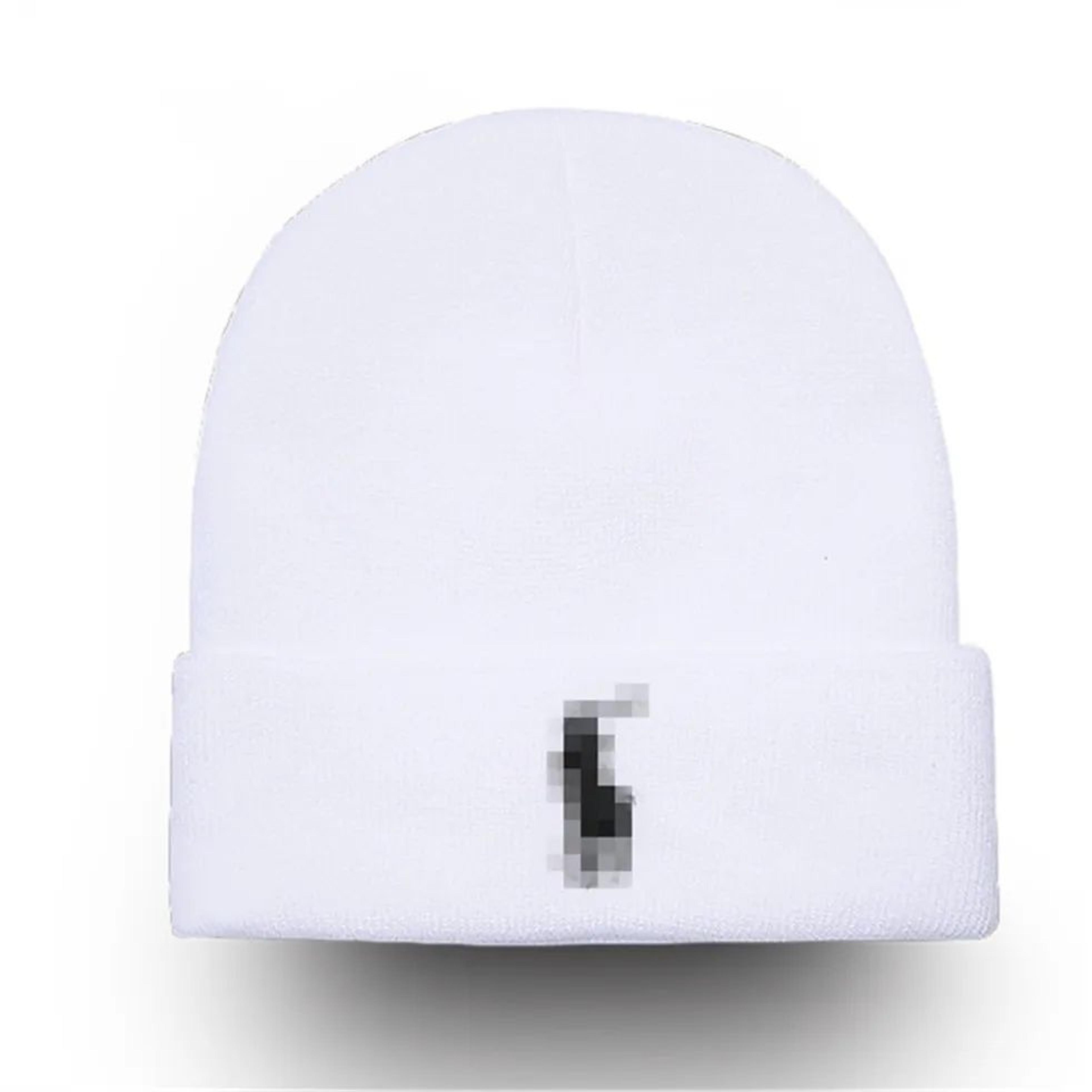 unisex cotton knit beanie hat with embroidered letter design for winter