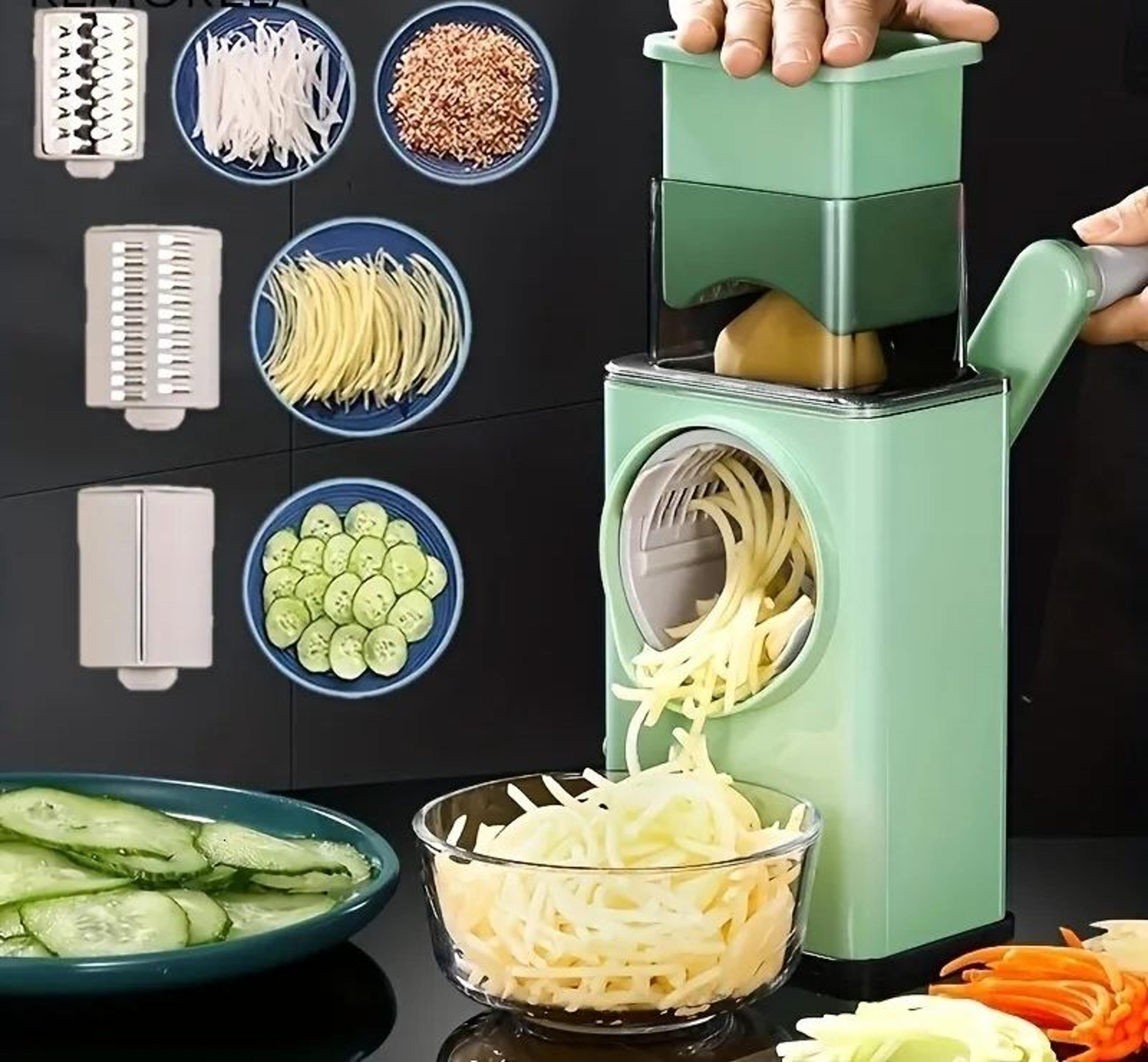 rotary vegetable slicer and cheese grater with stainless steel blades