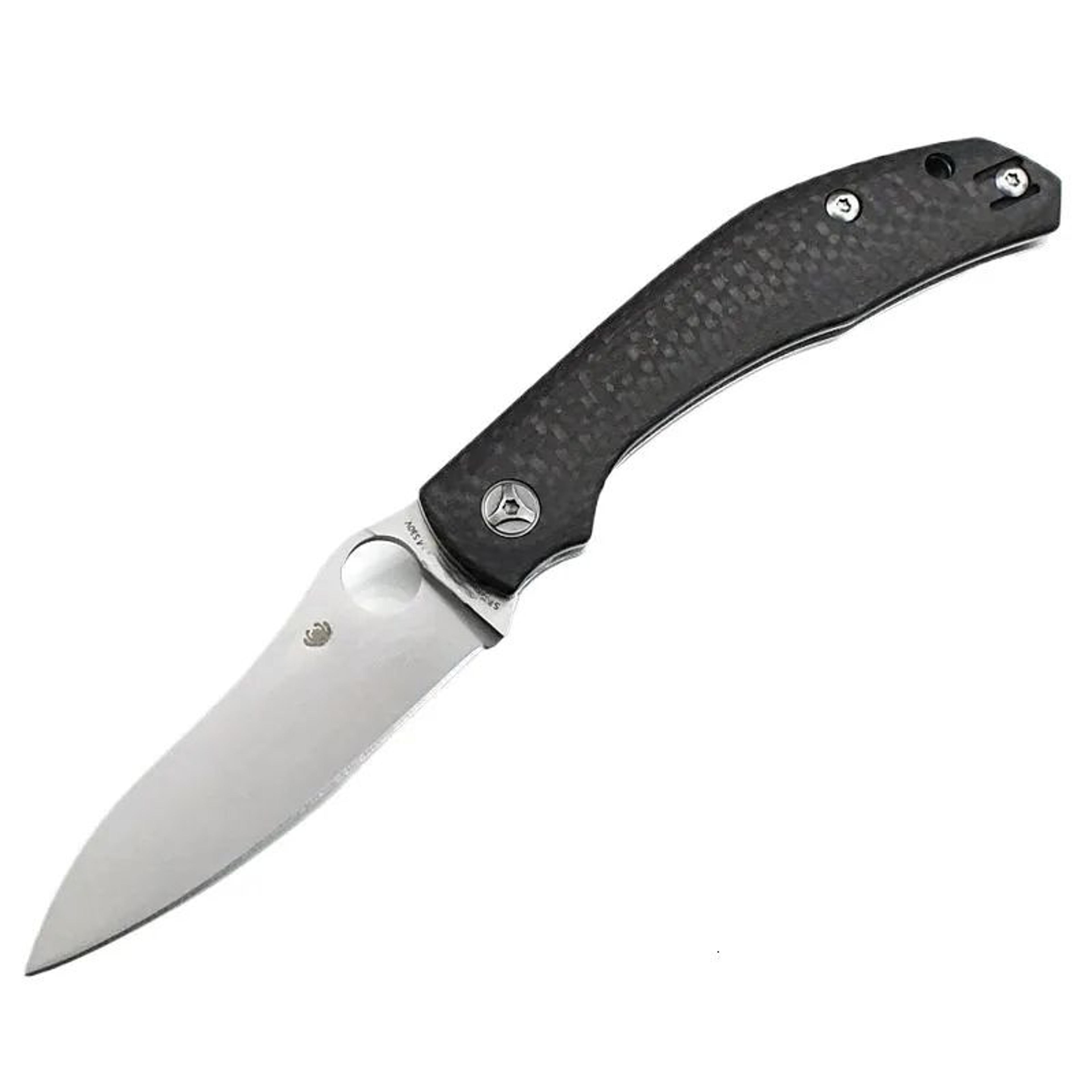 steel folding pocket knife with carbon fiber handle for camping and edc