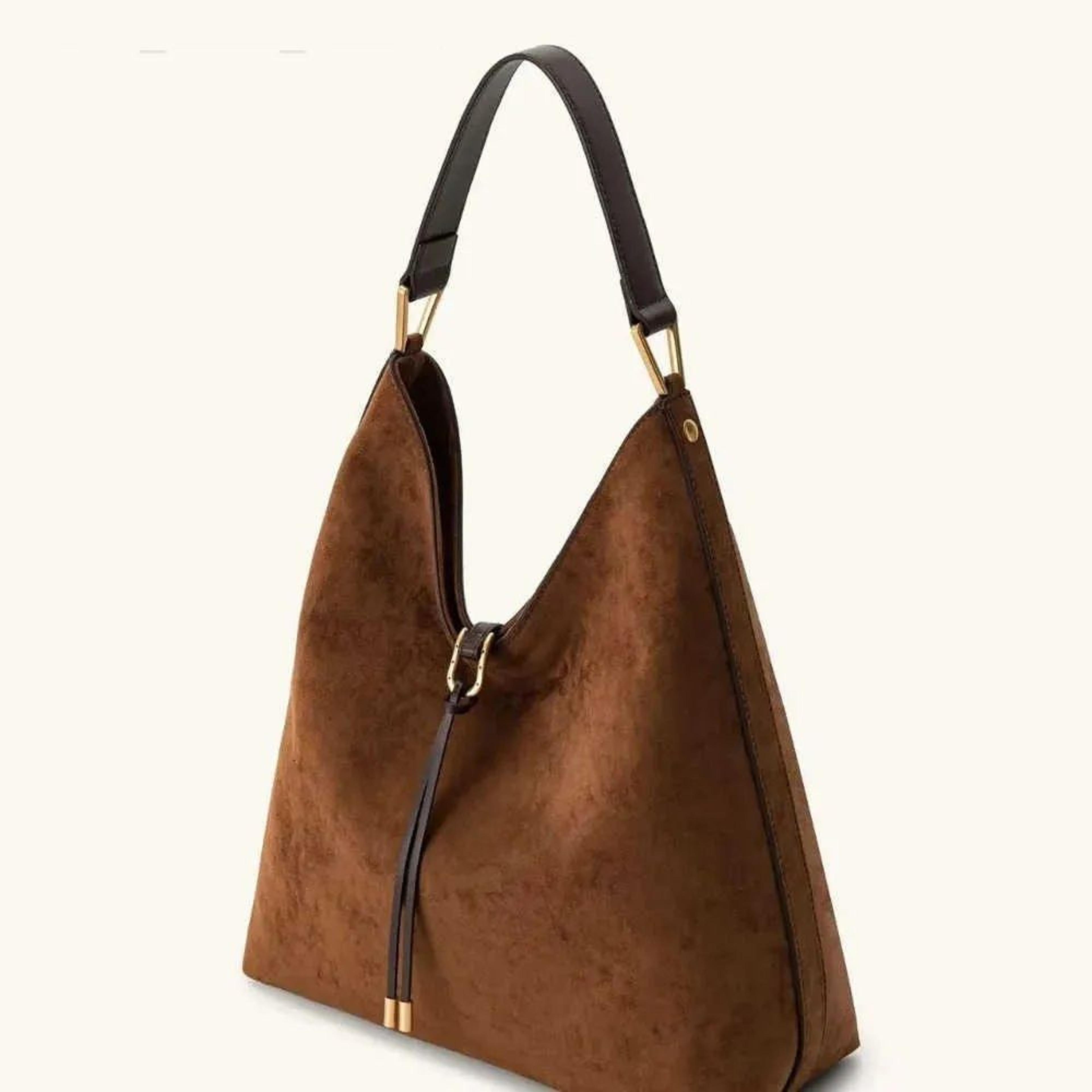 vintage brown mini bucket bag for women with pu leather top handle and zipper closure