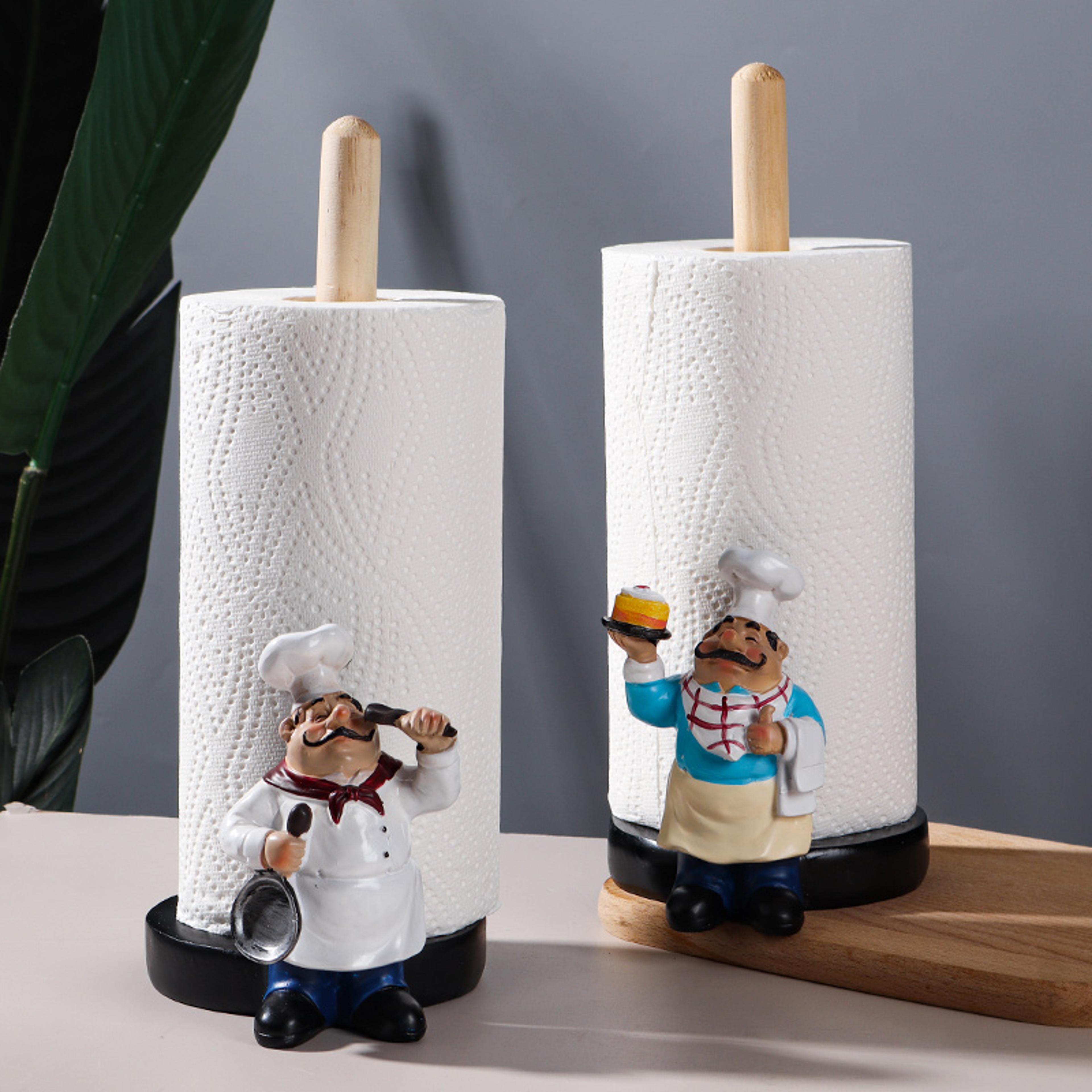 cartoon chef paper towel holder decorative kitchen roll stand