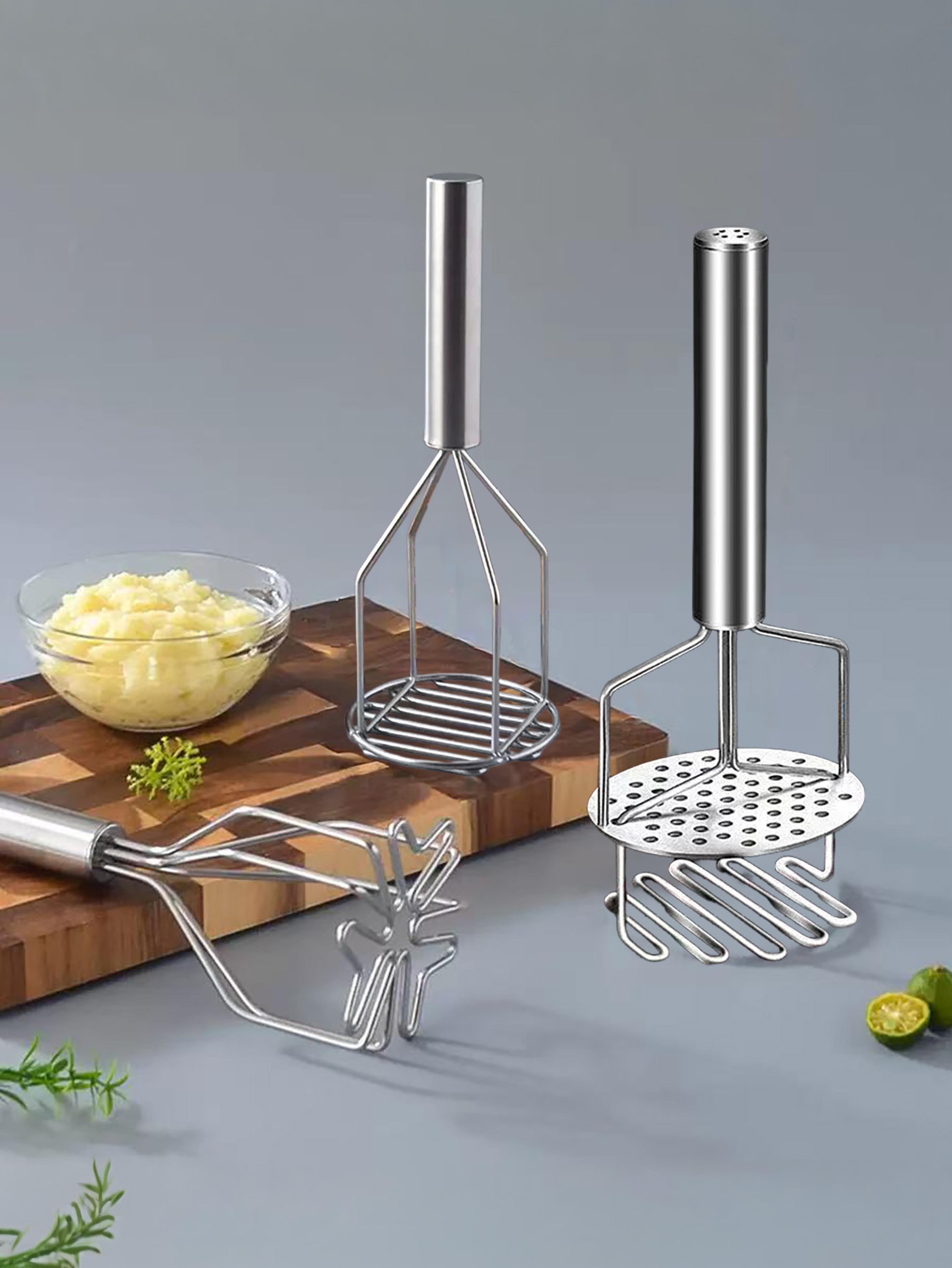 stainless steel potato masher for smooth potatoes, guacamole and baby food