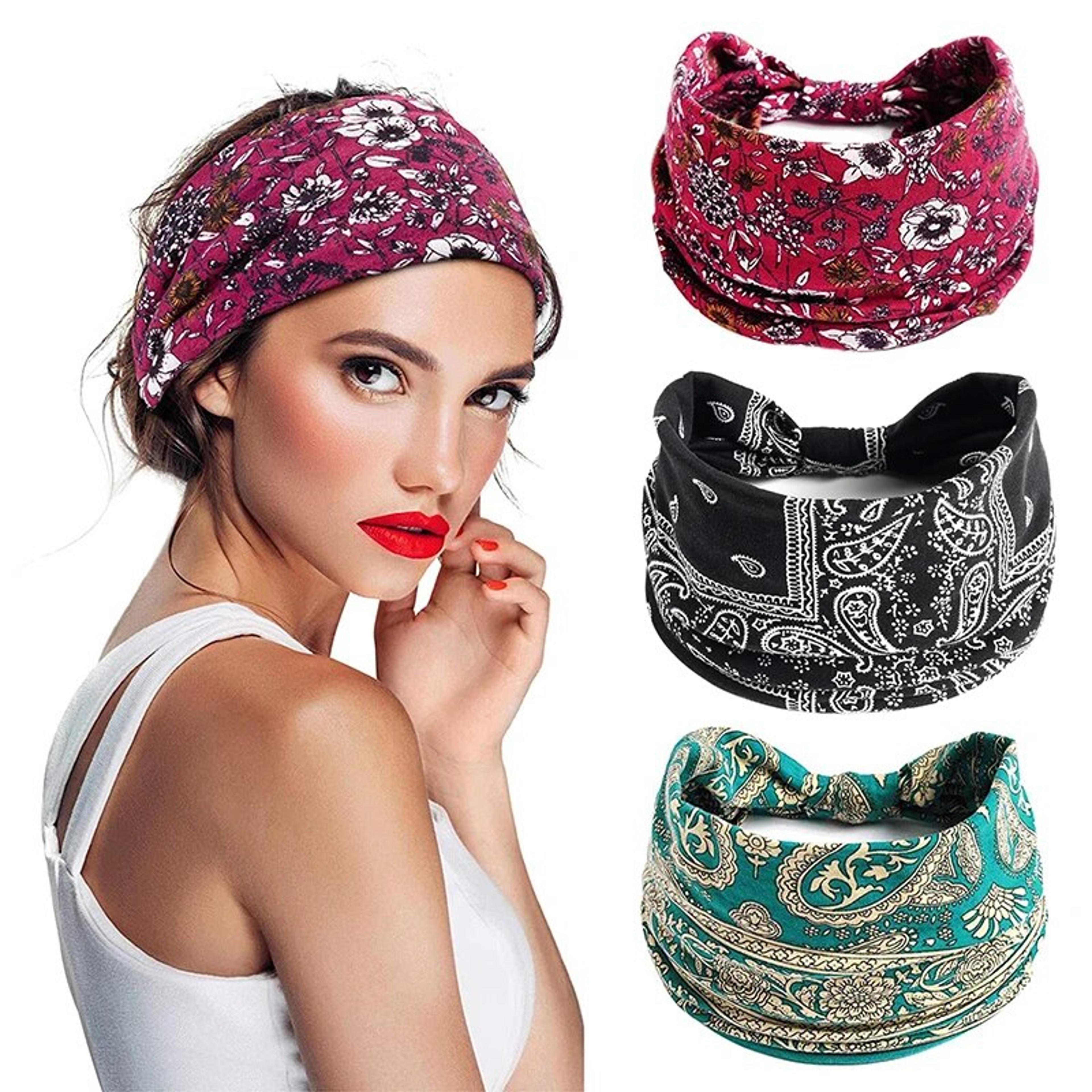 bohemian yoga headband for women cotton sweat absorbing hair wrap