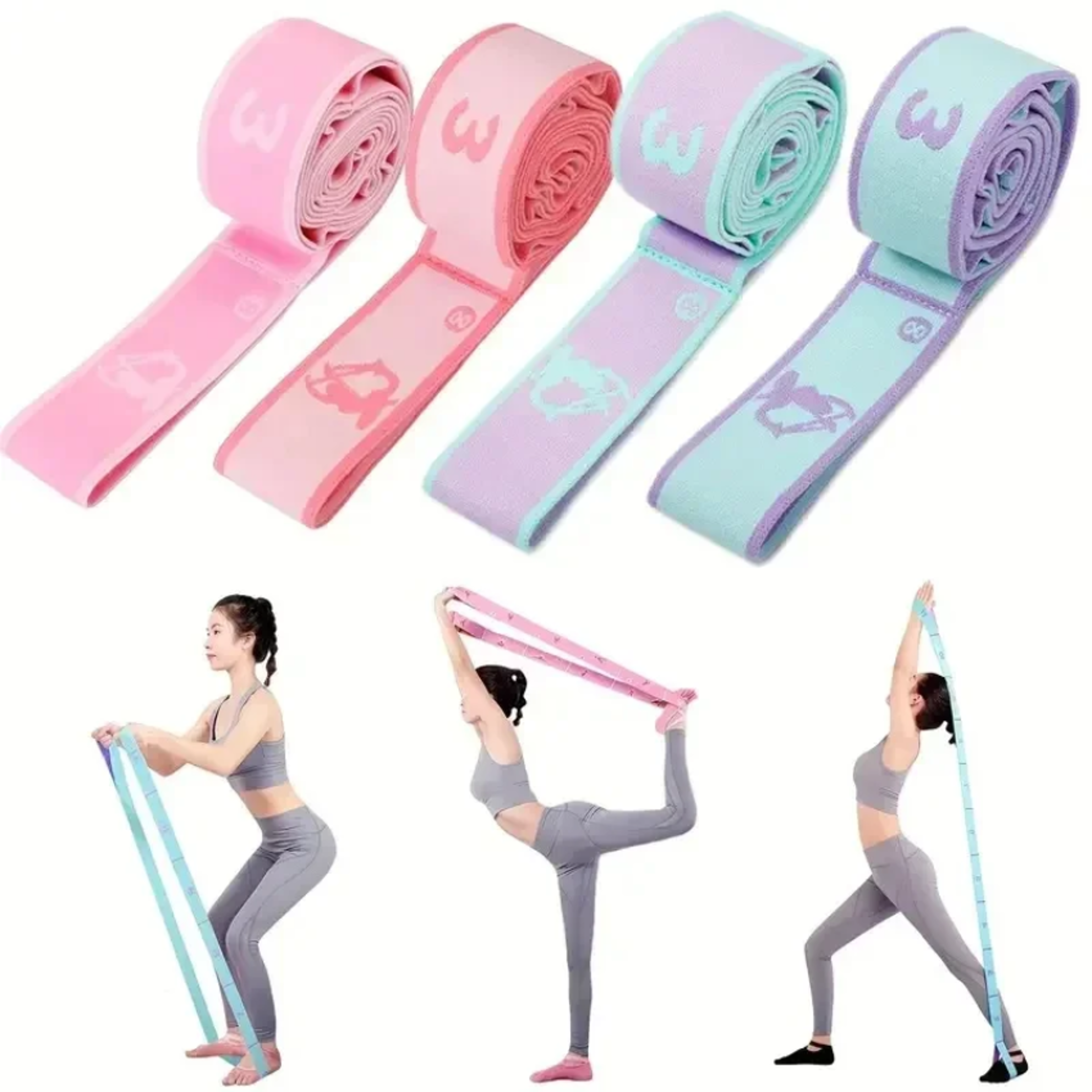 yoga stretching belt elastic resistance band for pilates dance and flexibility training