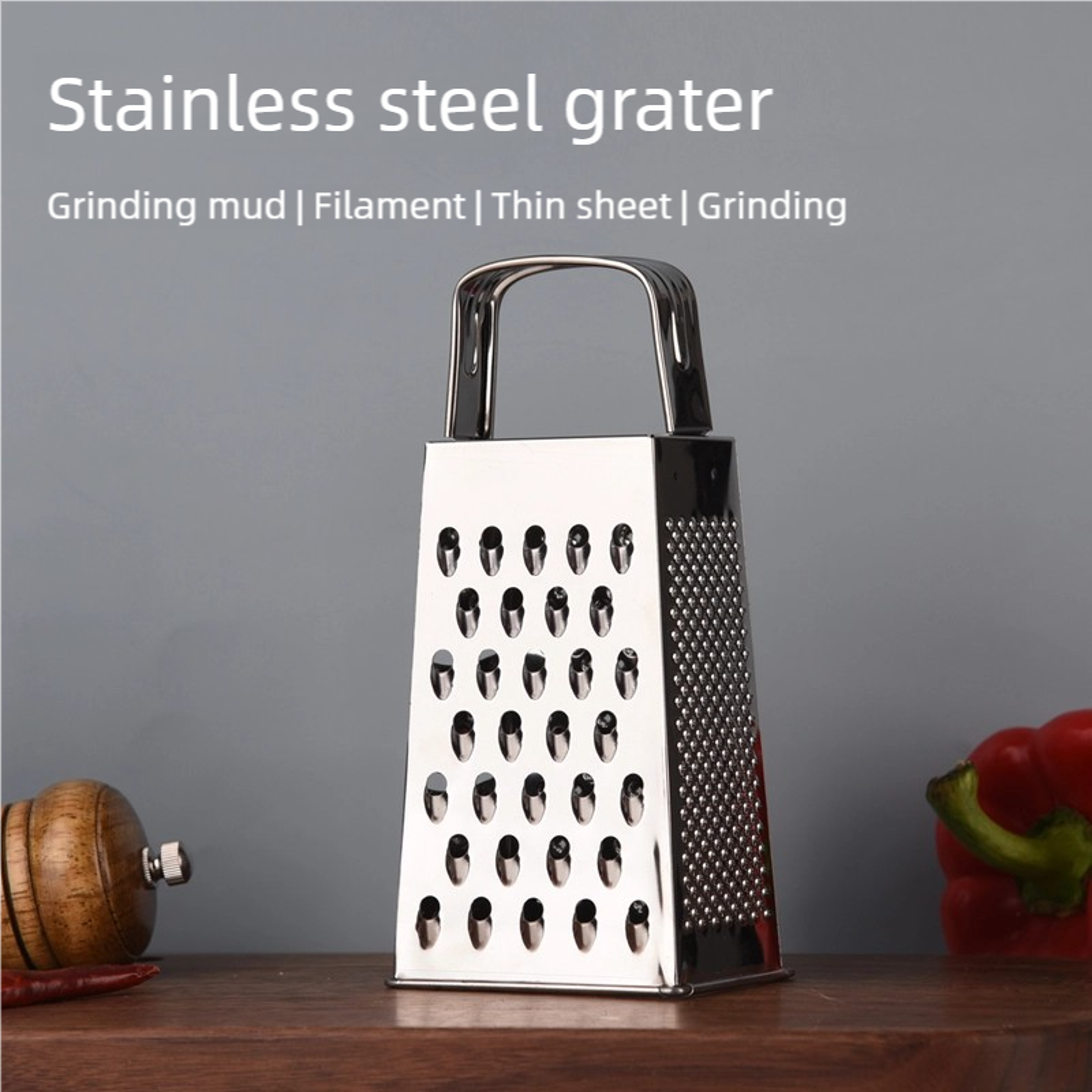 stainless steel cheese grater and vegetable slicer for kitchen prep