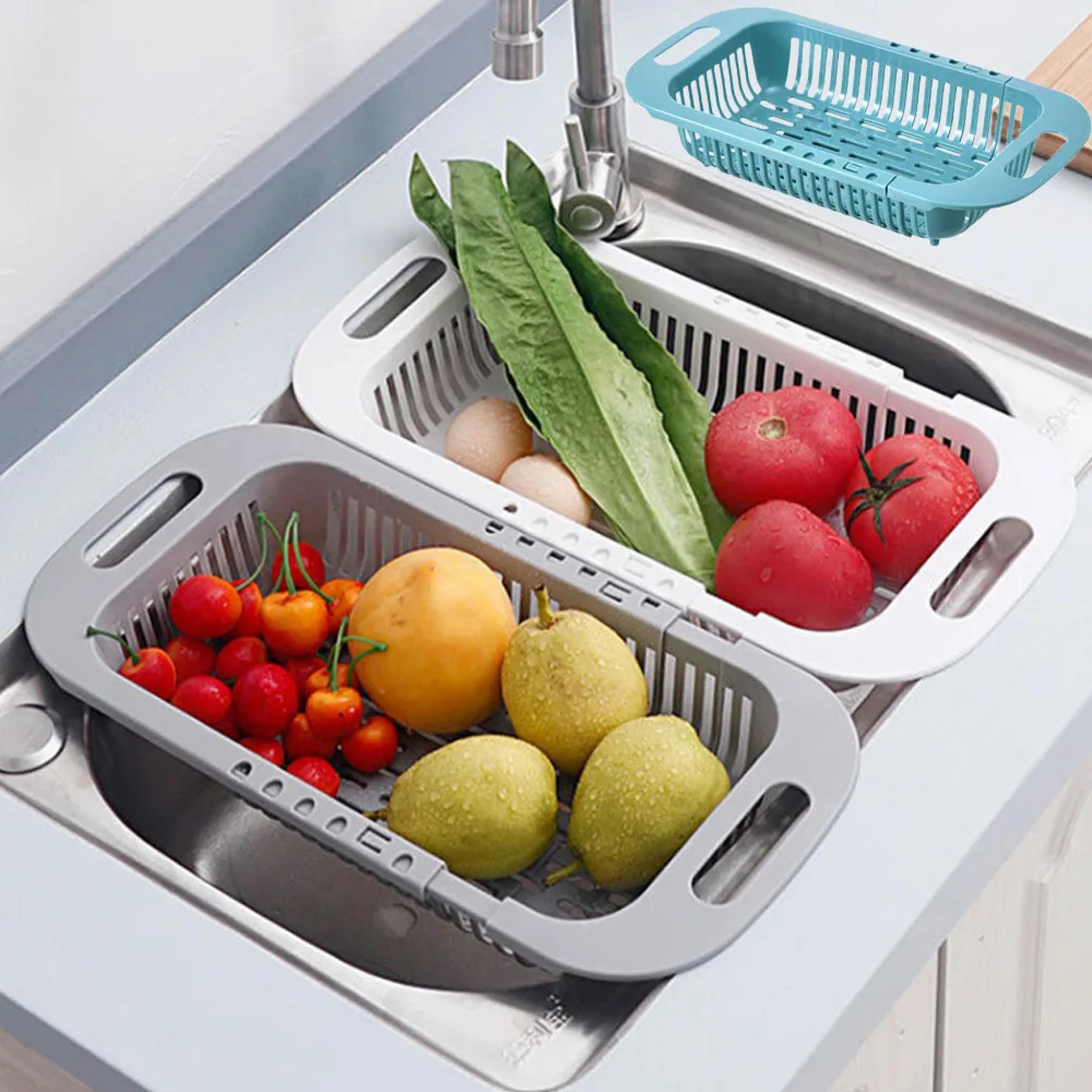 over the sink colander extendable strainer basket for fruits vegetables and pasta