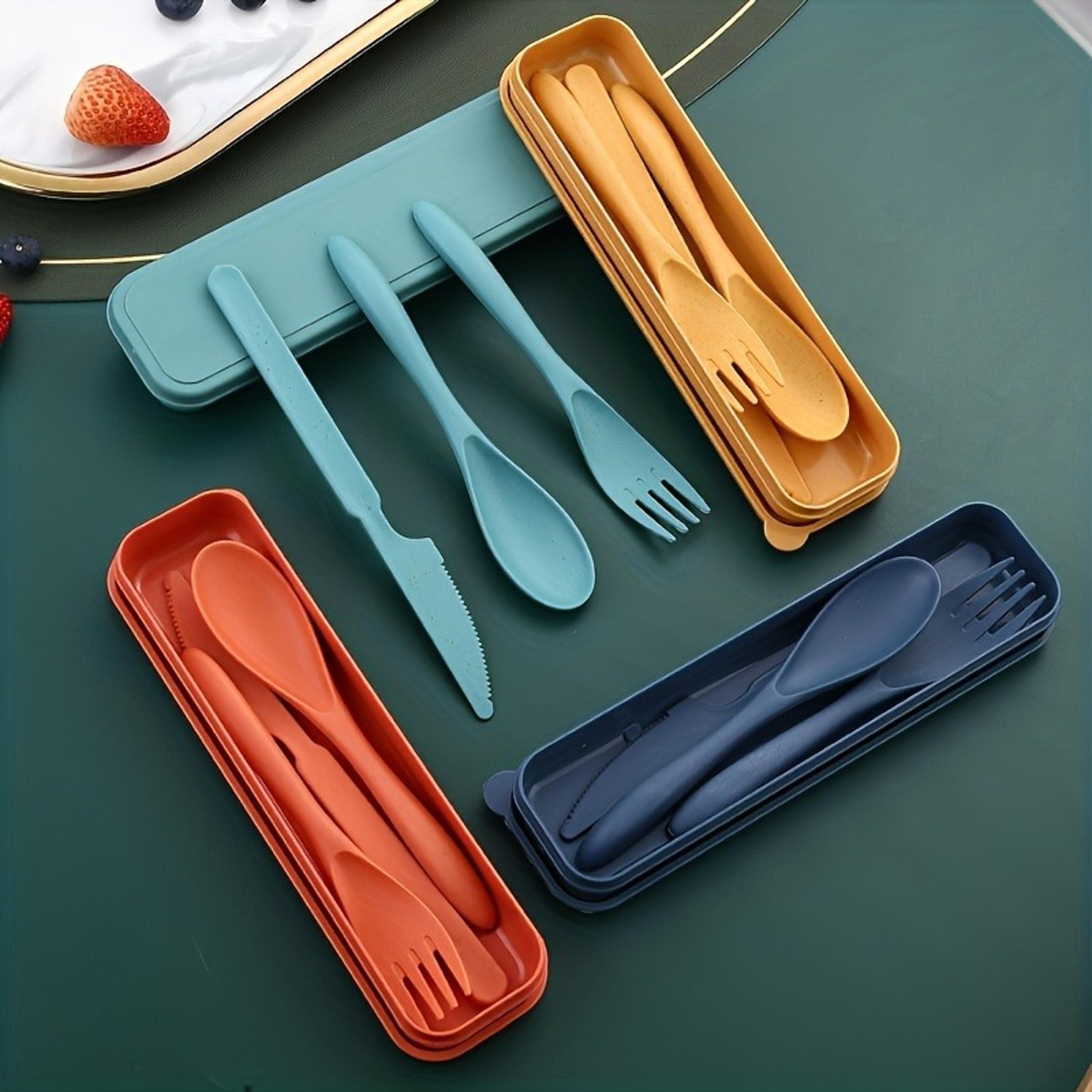 portable cutlery set with case for travel camping and lunch