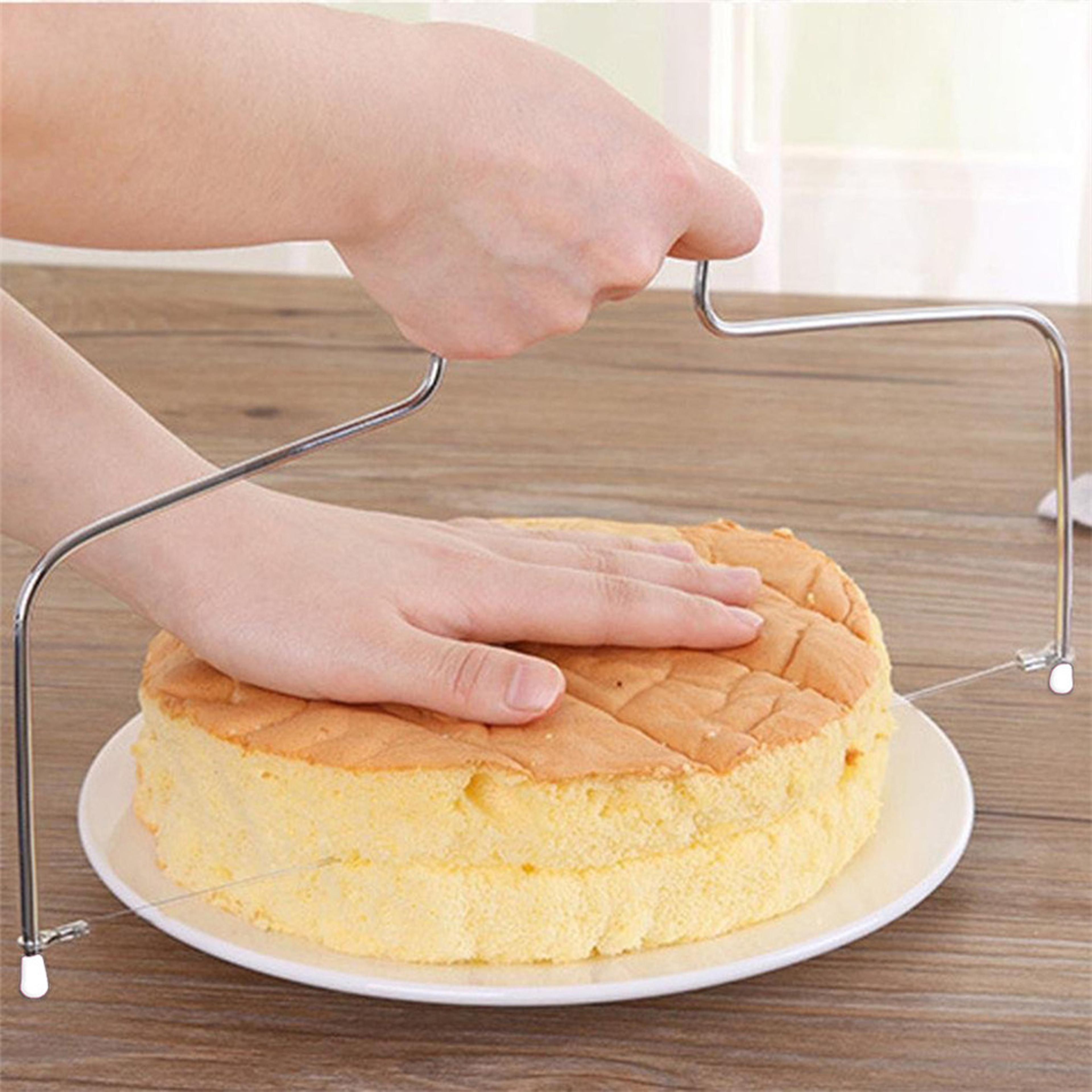 adjustable stainless steel cake leveler double wire cake slicer for even layers