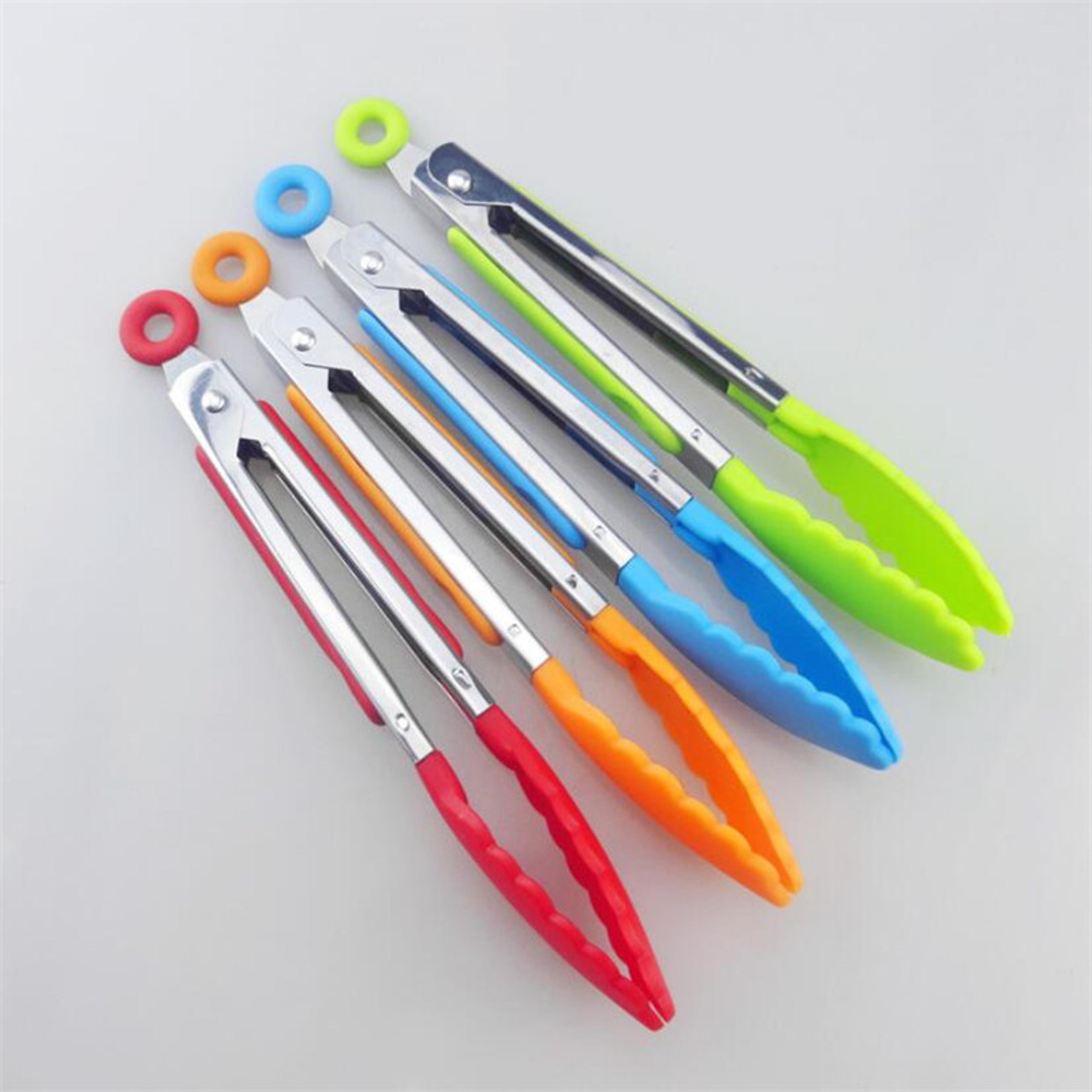 silicone kitchen tongs with locking handle for bbq grilling salad and serving