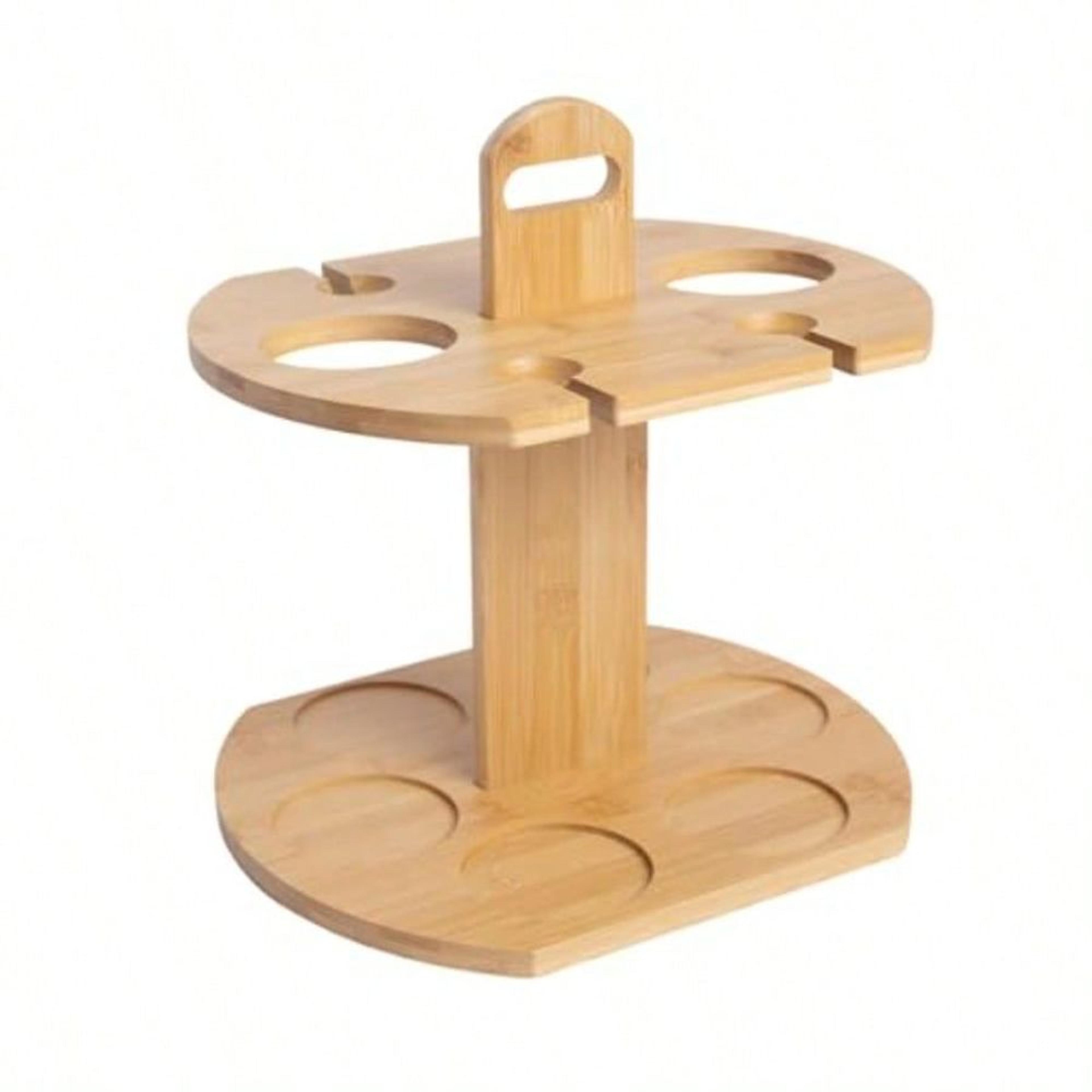 bamboo countertop wine rack with glass holder for bottles and glasses