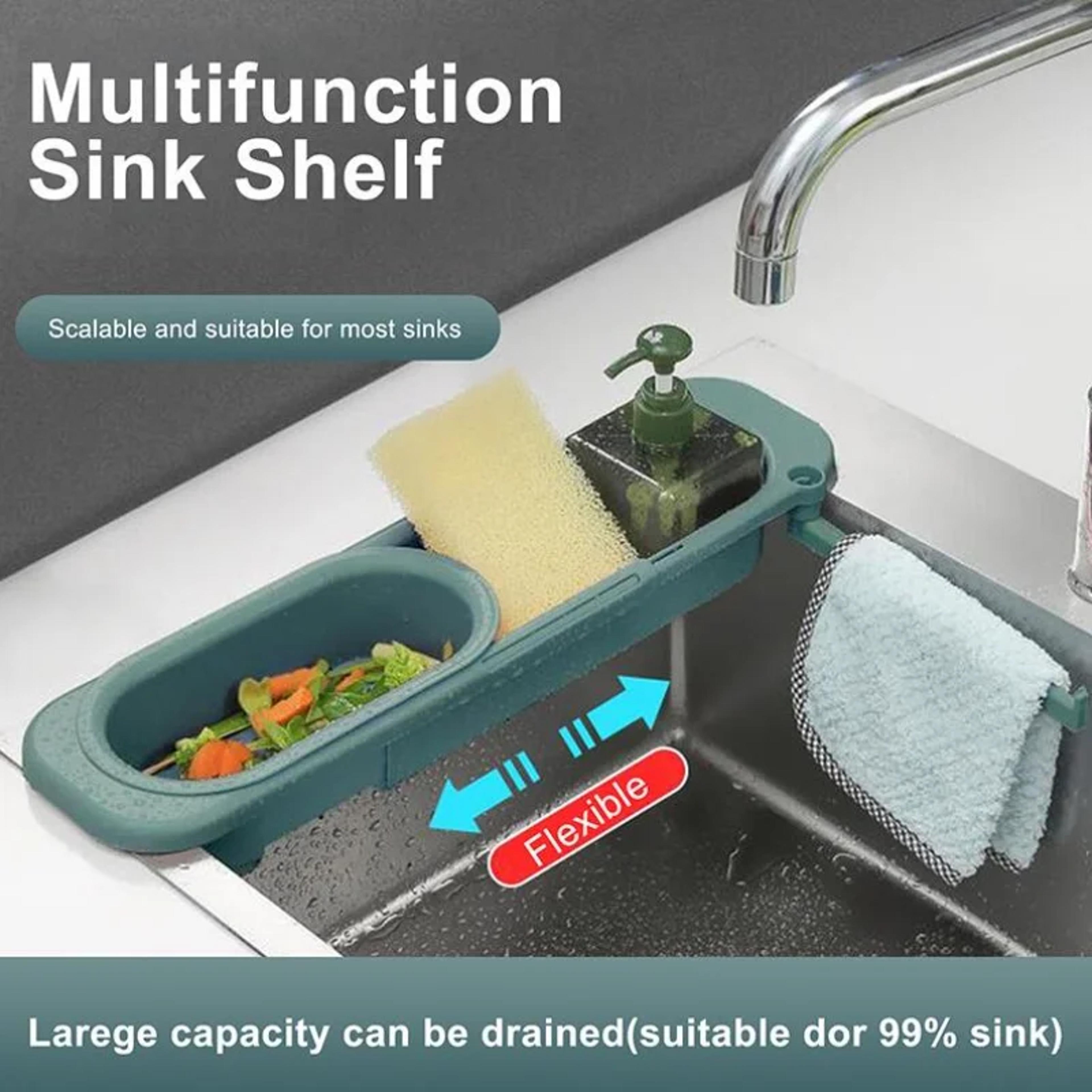 adjustable over sink dish drainer basket with kitchen sink organizer rack