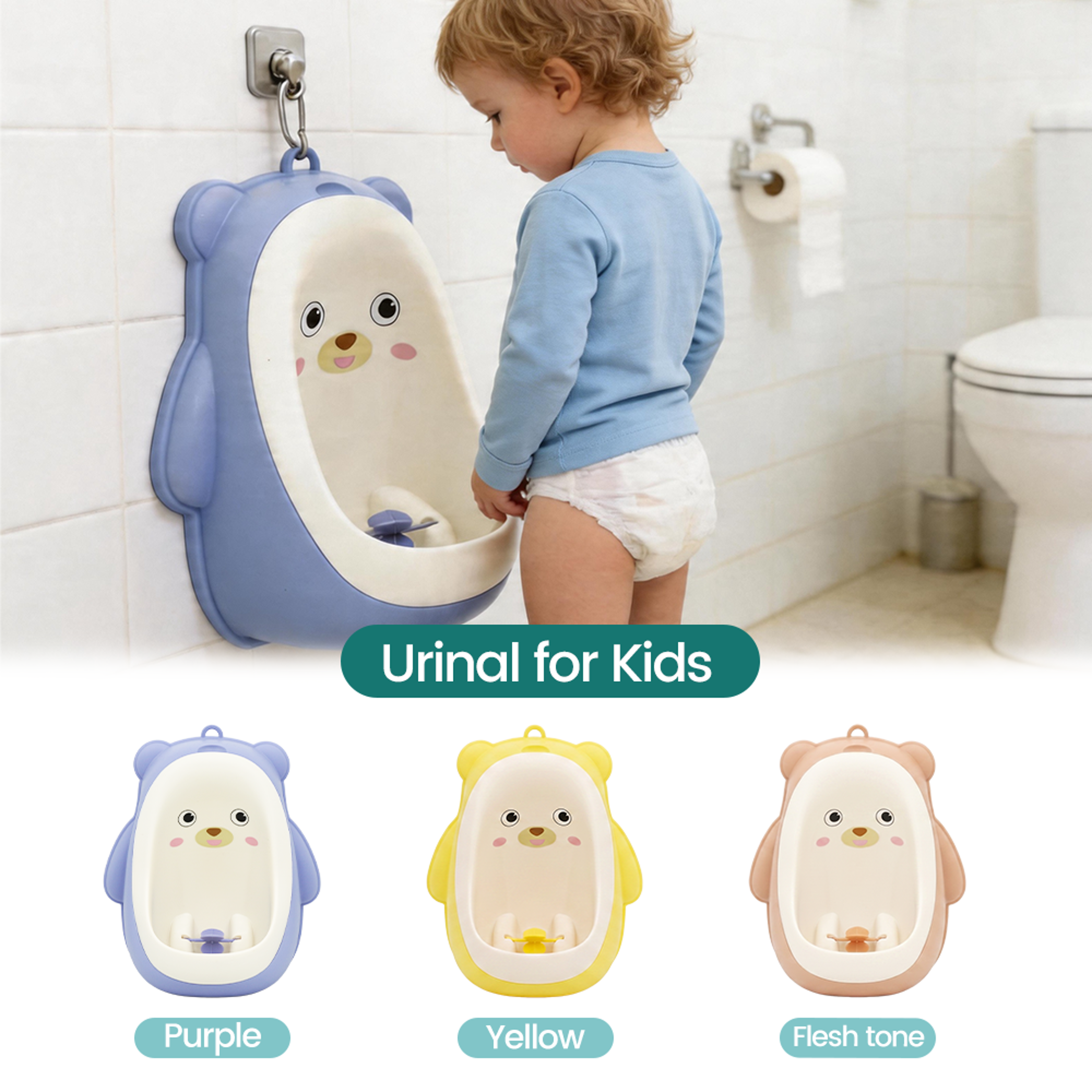 cute bear kids urinal potty training toilet for boys with aiming spinner